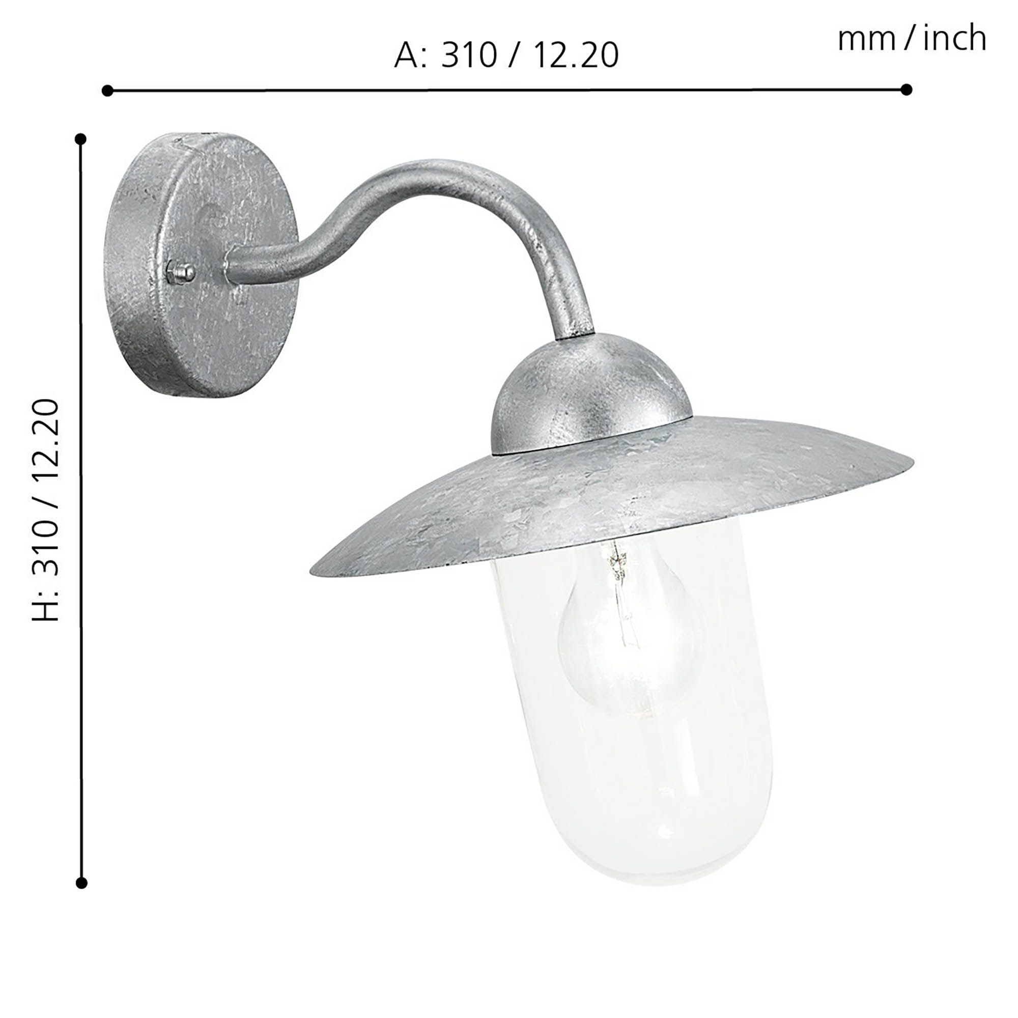 Applique extérieure MILTON acier galvanisé H31cm
