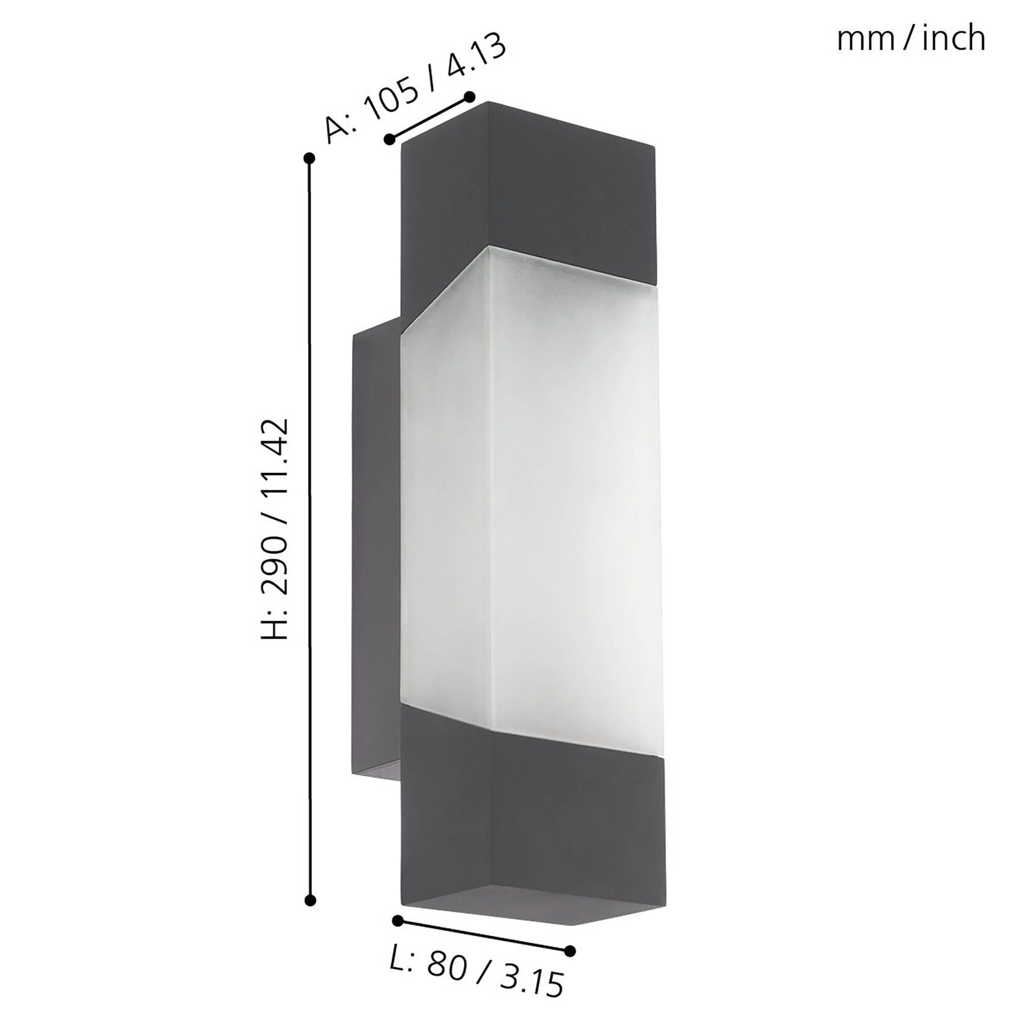 Applique extérieure LED GORZANO noir 29cm