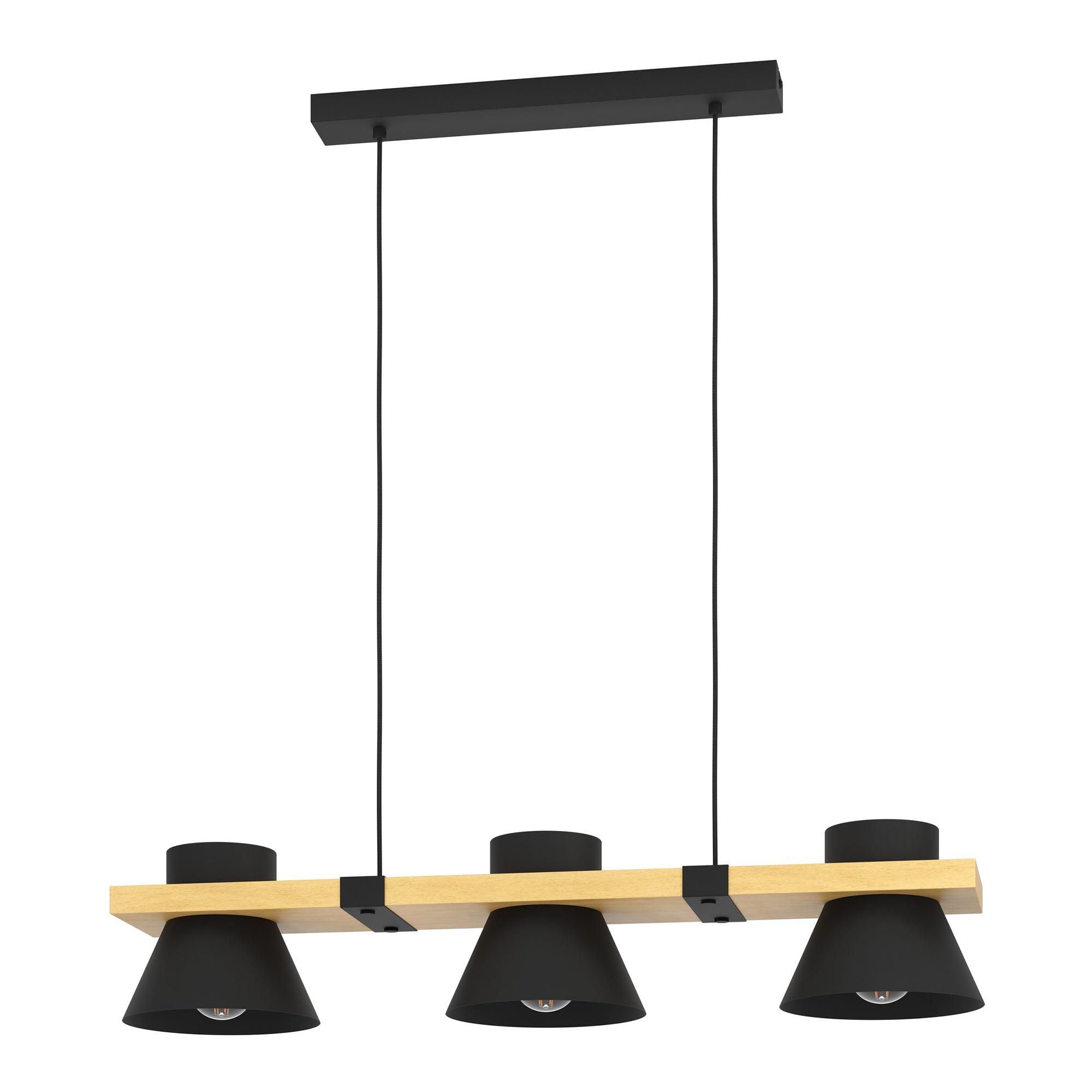 Suspension MACCLES noir/bois L78cm