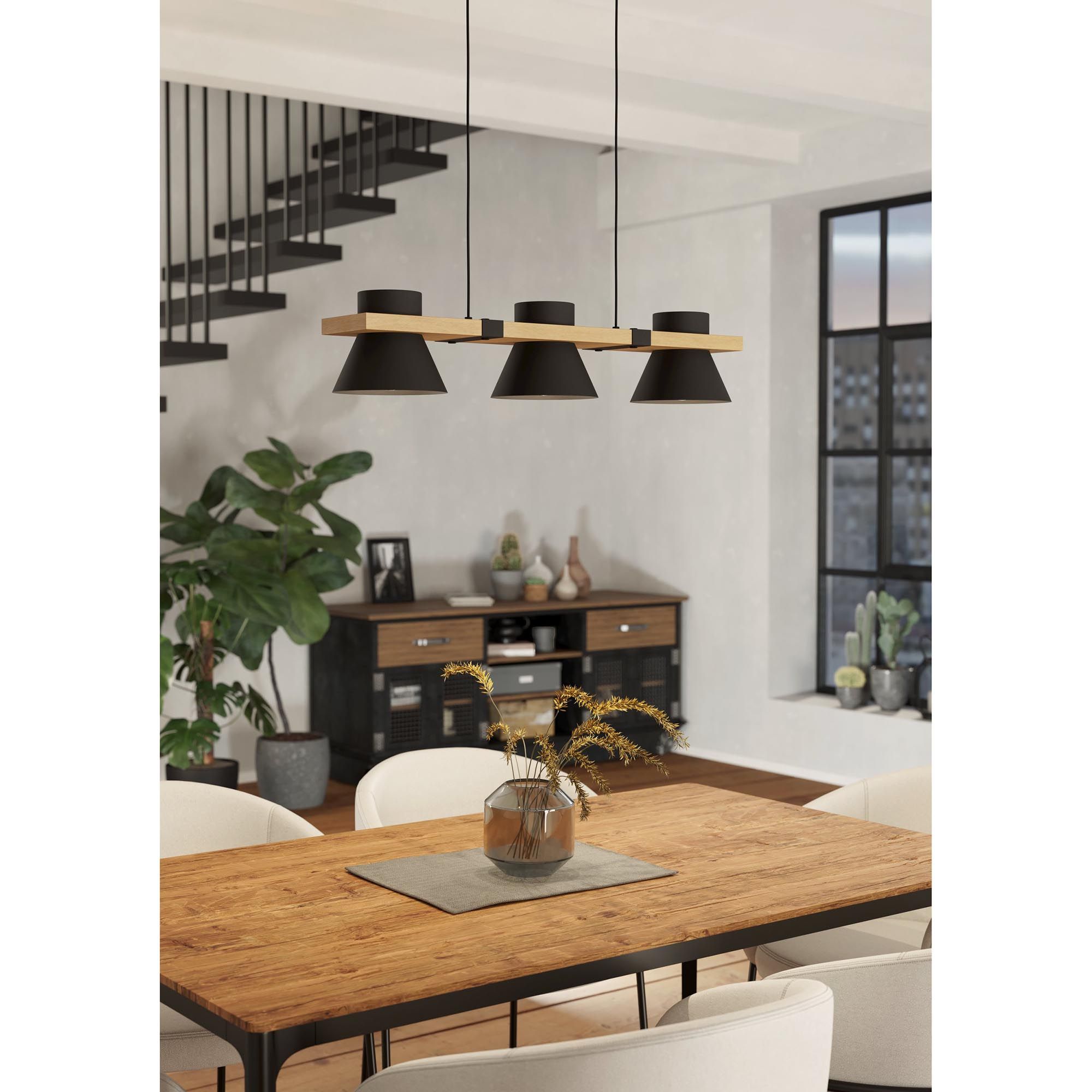 Suspension MACCLES noir/bois L78cm