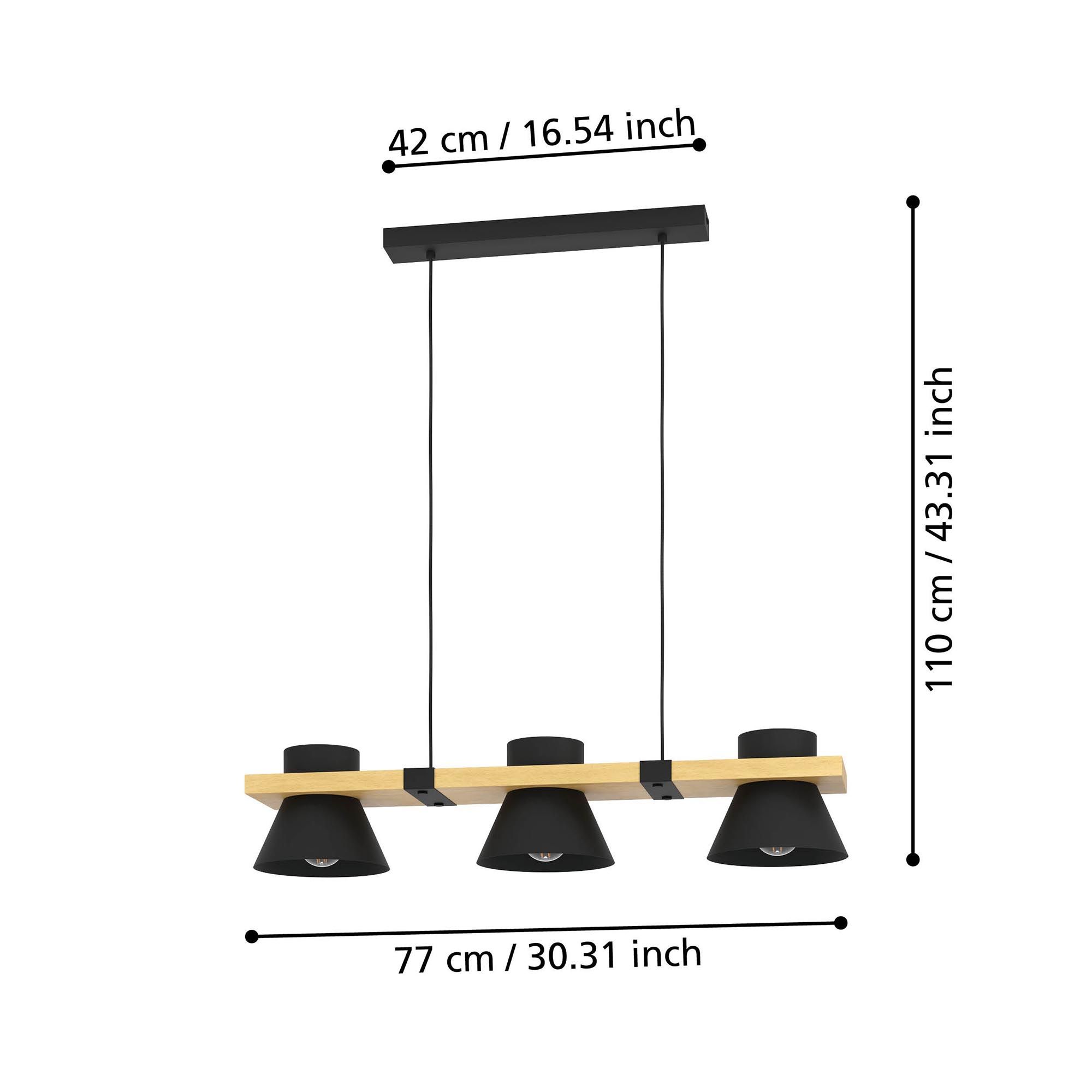 Suspension MACCLES noir/bois L78cm