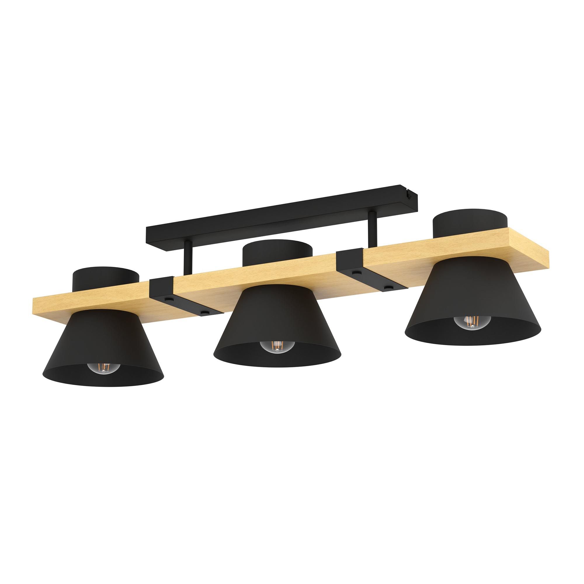 Plafonnier  MACCLES noir/bois L78cm