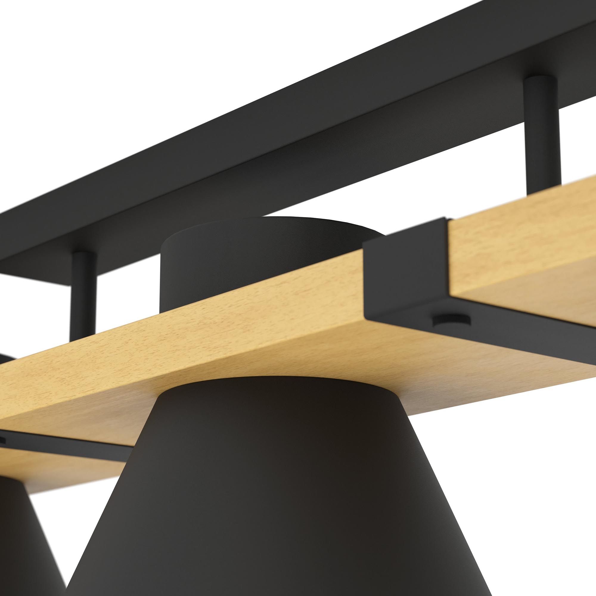 Plafonnier  MACCLES noir/bois L78cm