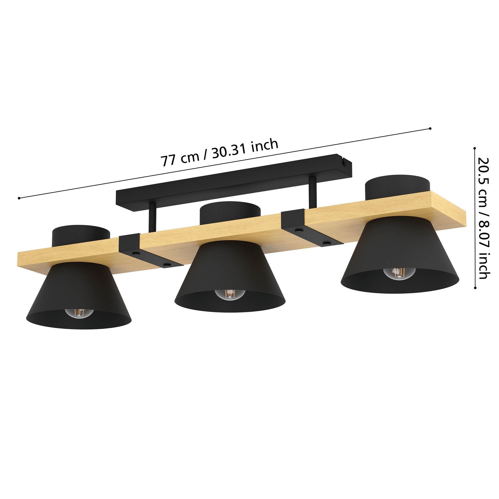 Plafonnier  MACCLES noir/bois L78cm
