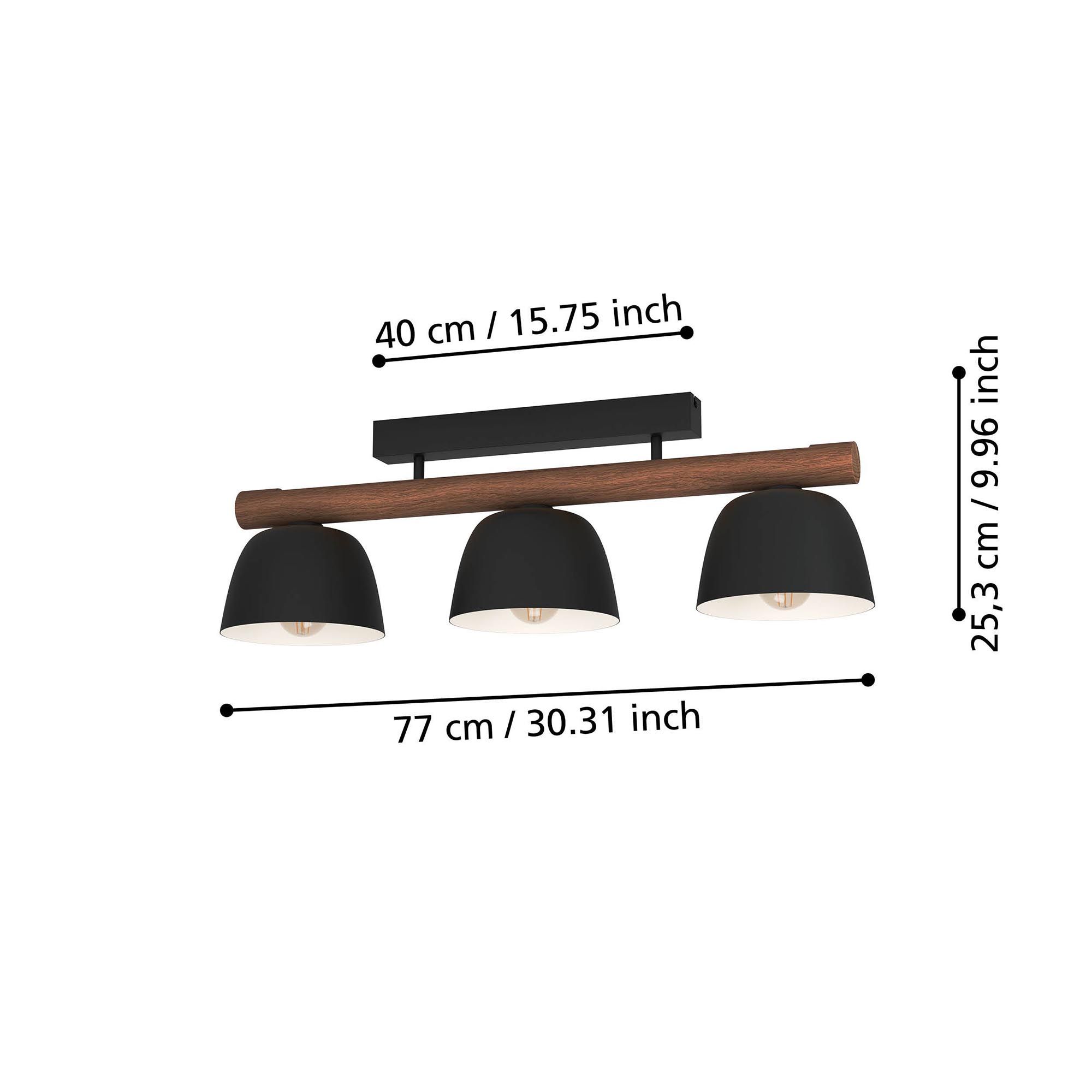 Plafonnier SHERBURN noir/bois L80cm