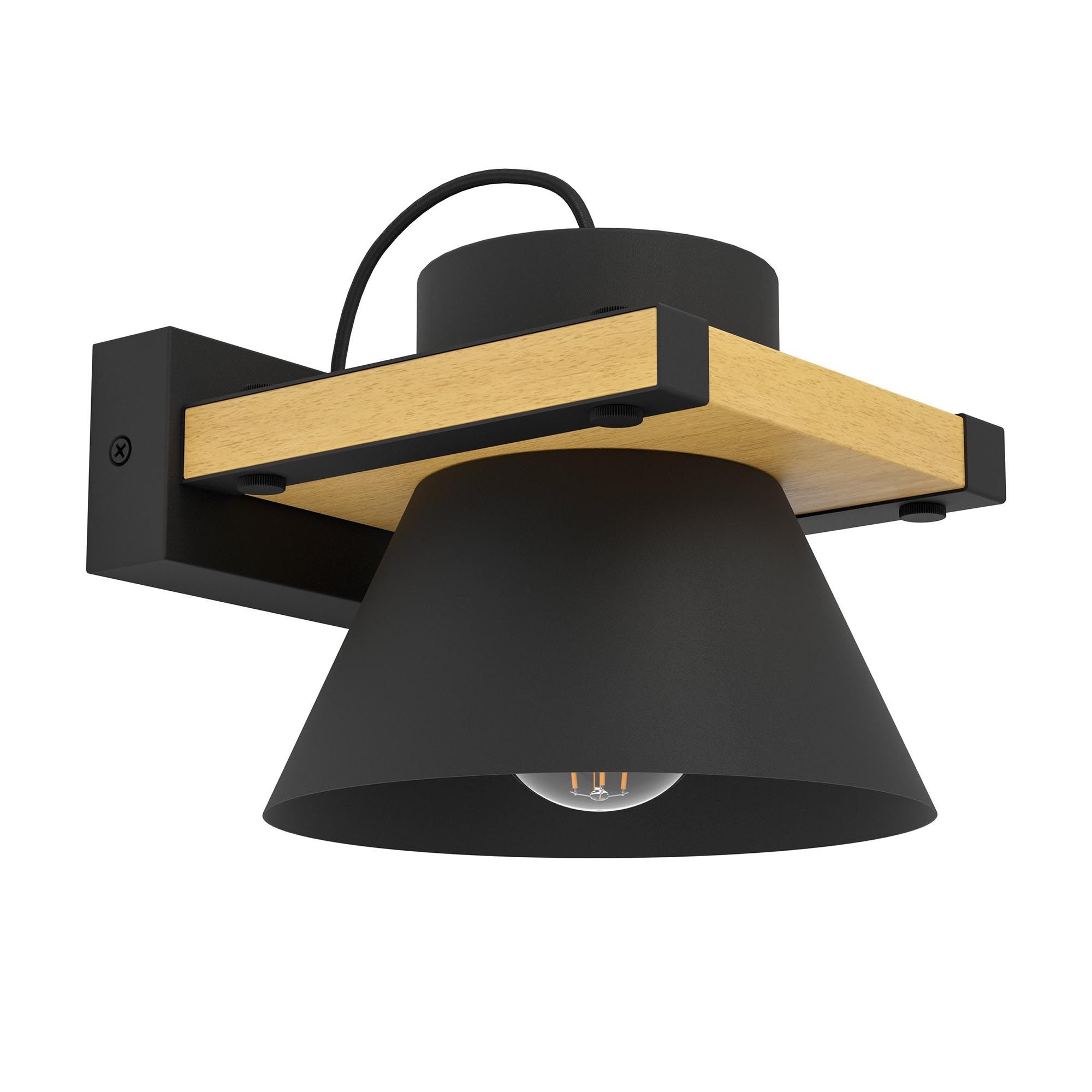 Applique MACCLES noir/bois H15cm