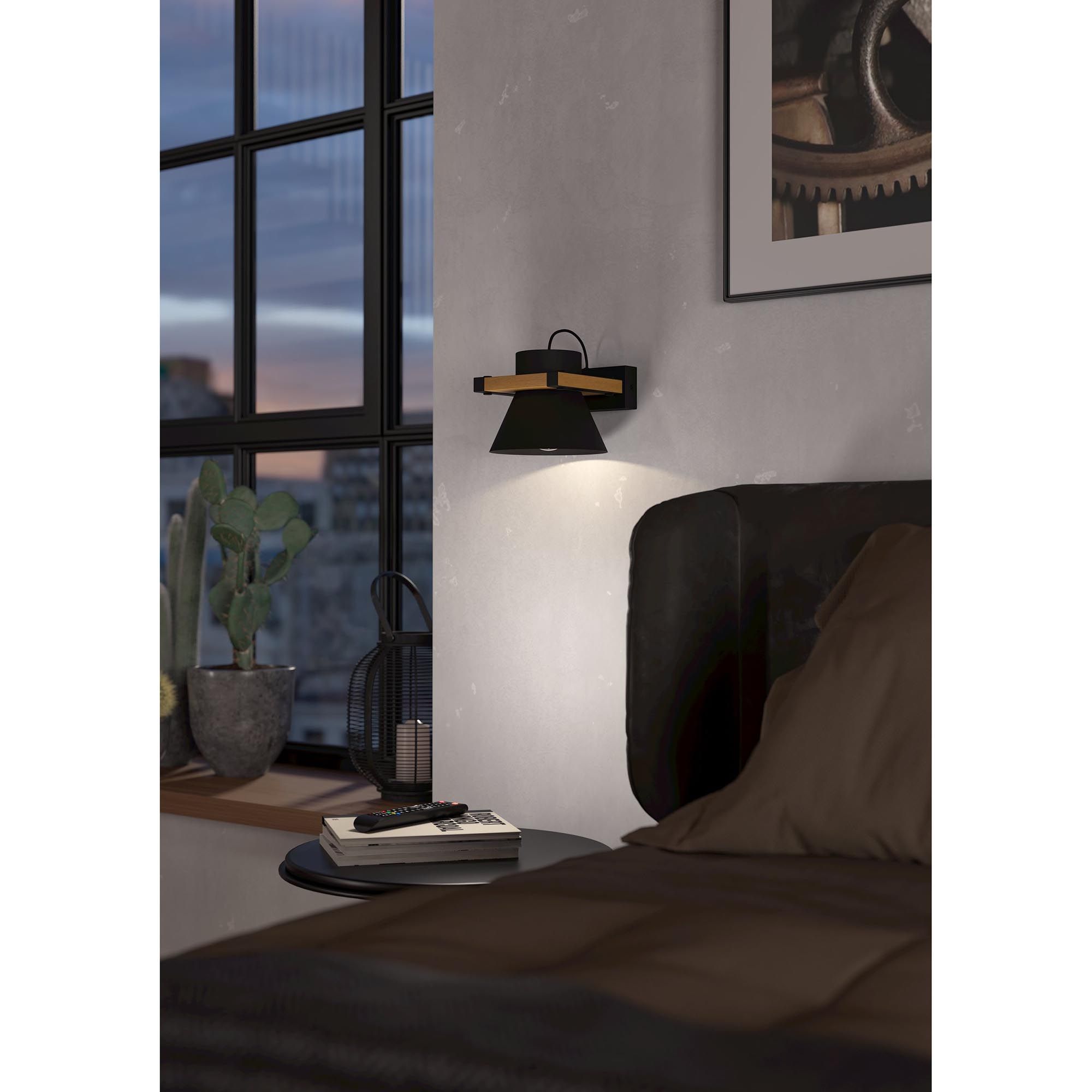 Applique MACCLES noir/bois H15cm