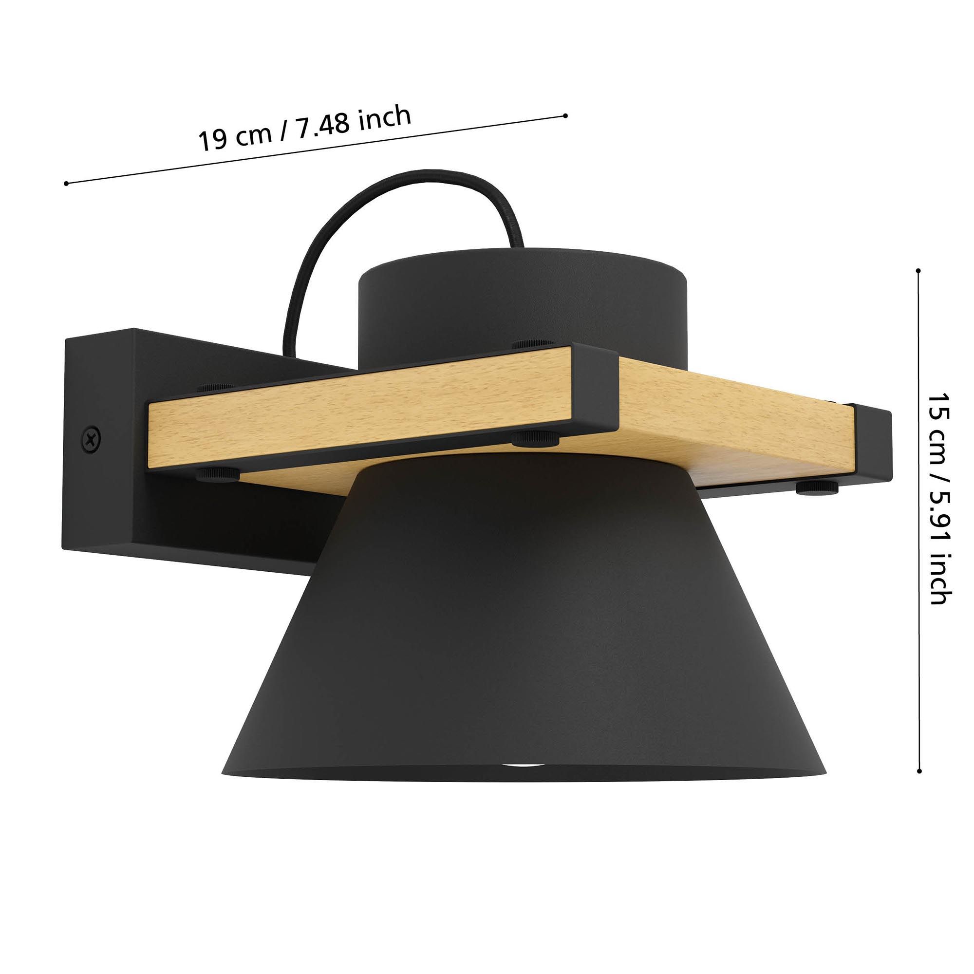 Applique MACCLES noir/bois H15cm