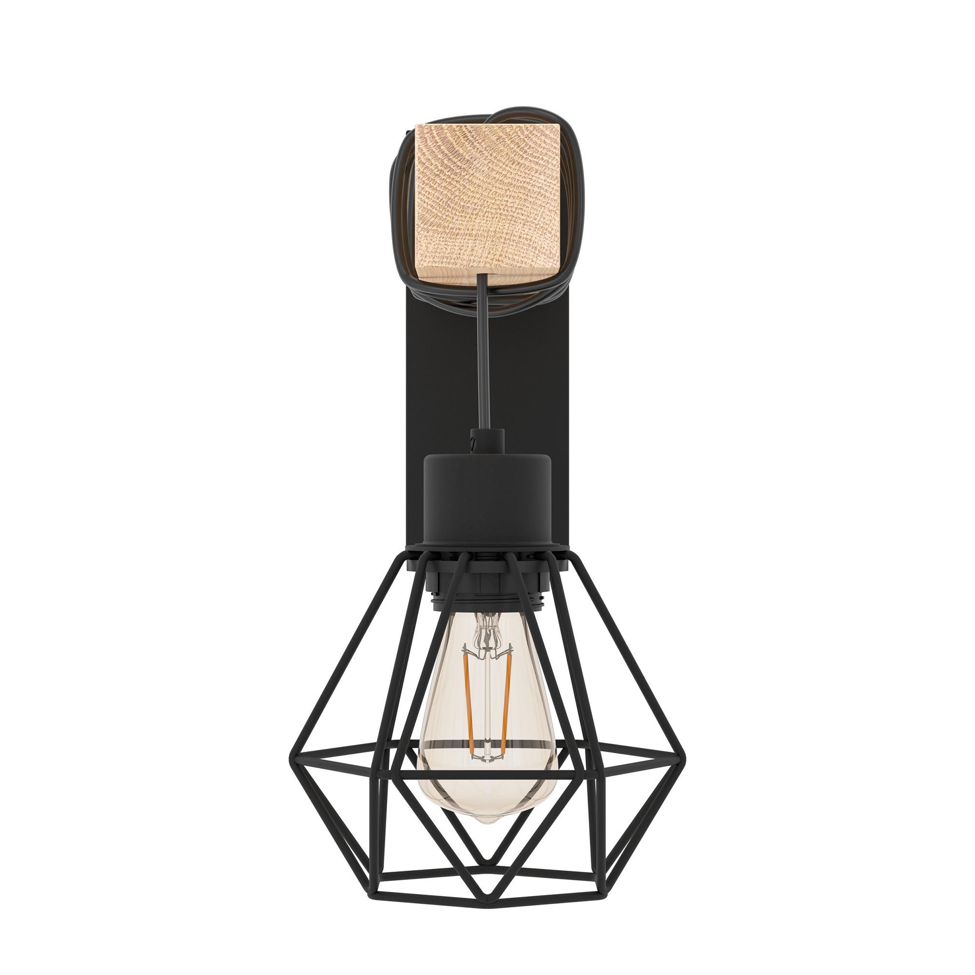 Applique murale en bois naturel et métal noir TOWNSHEND 5 E27 60W