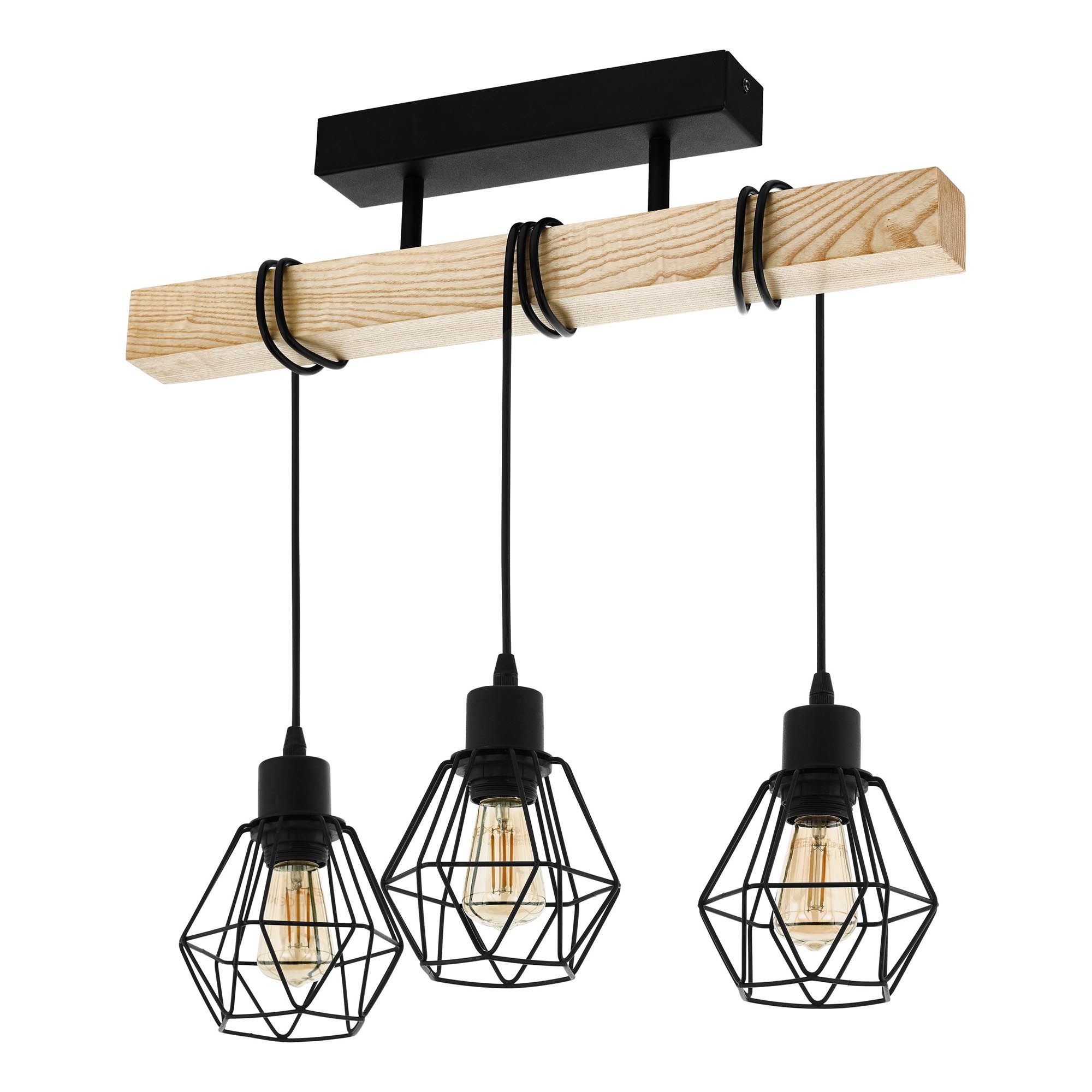 Suspension TOWNSHEND 5 Bois Naturel/Noir L55 cm