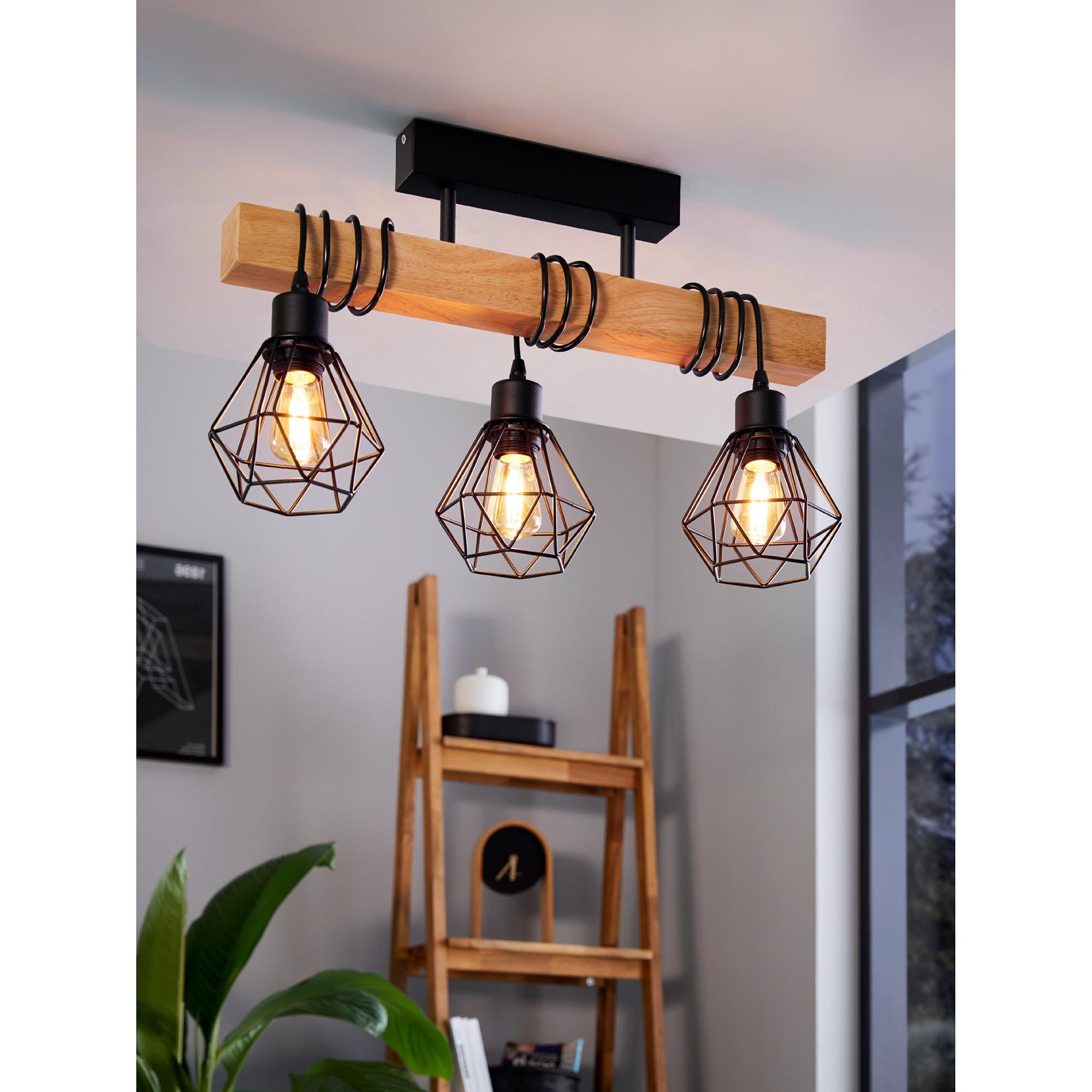 Suspension TOWNSHEND 5 Bois Naturel/Noir L55 cm