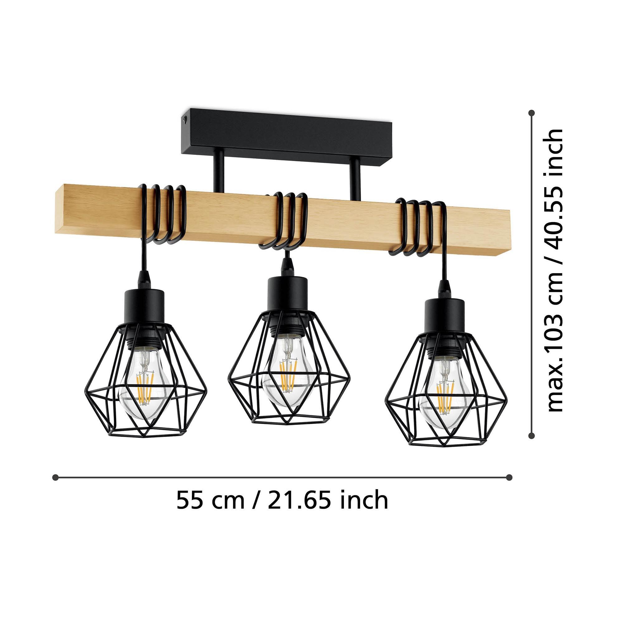 Suspension TOWNSHEND 5 Bois Naturel/Noir L55 cm