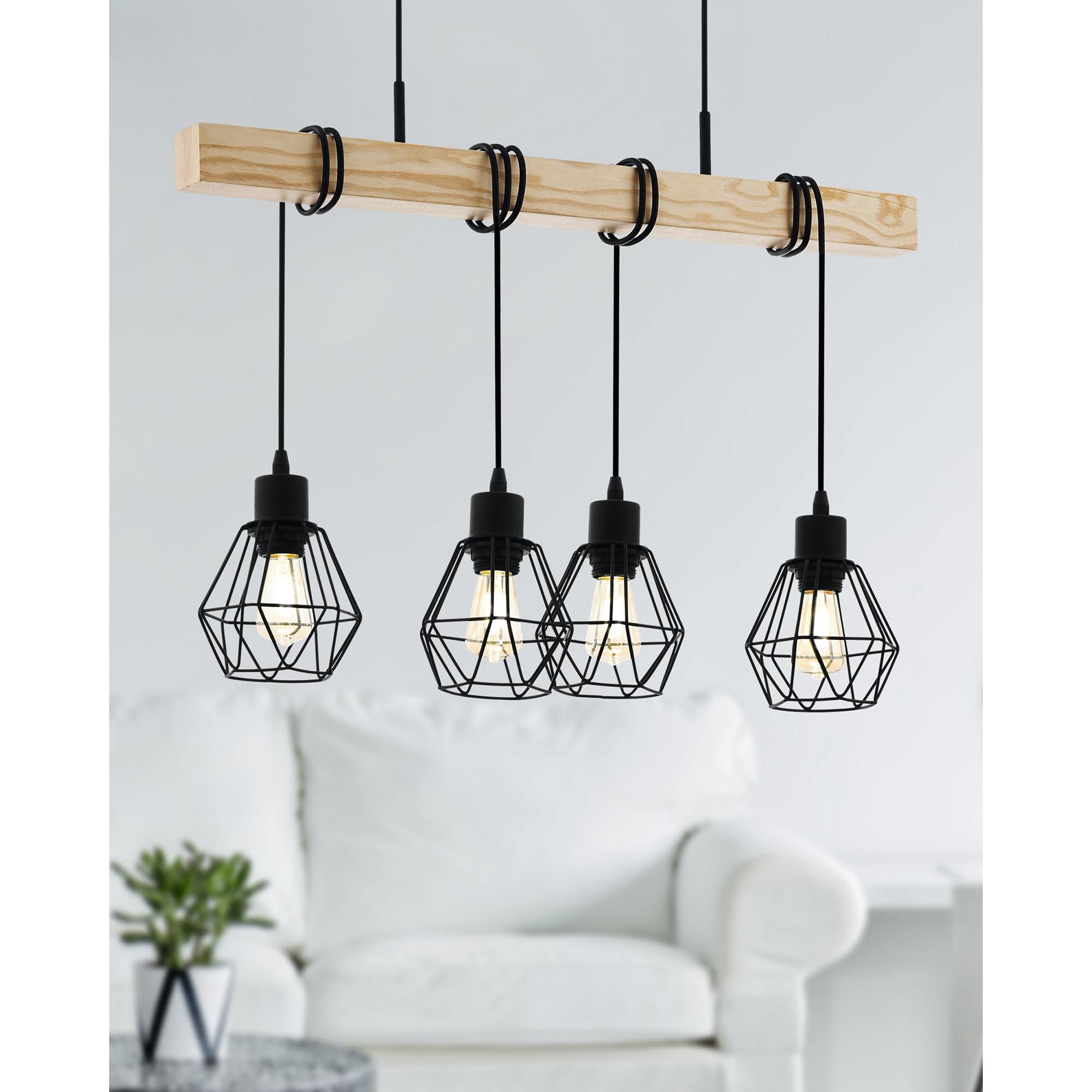 Suspension TOWNSHEND 5 Bois Naturel/Noir L70 cm