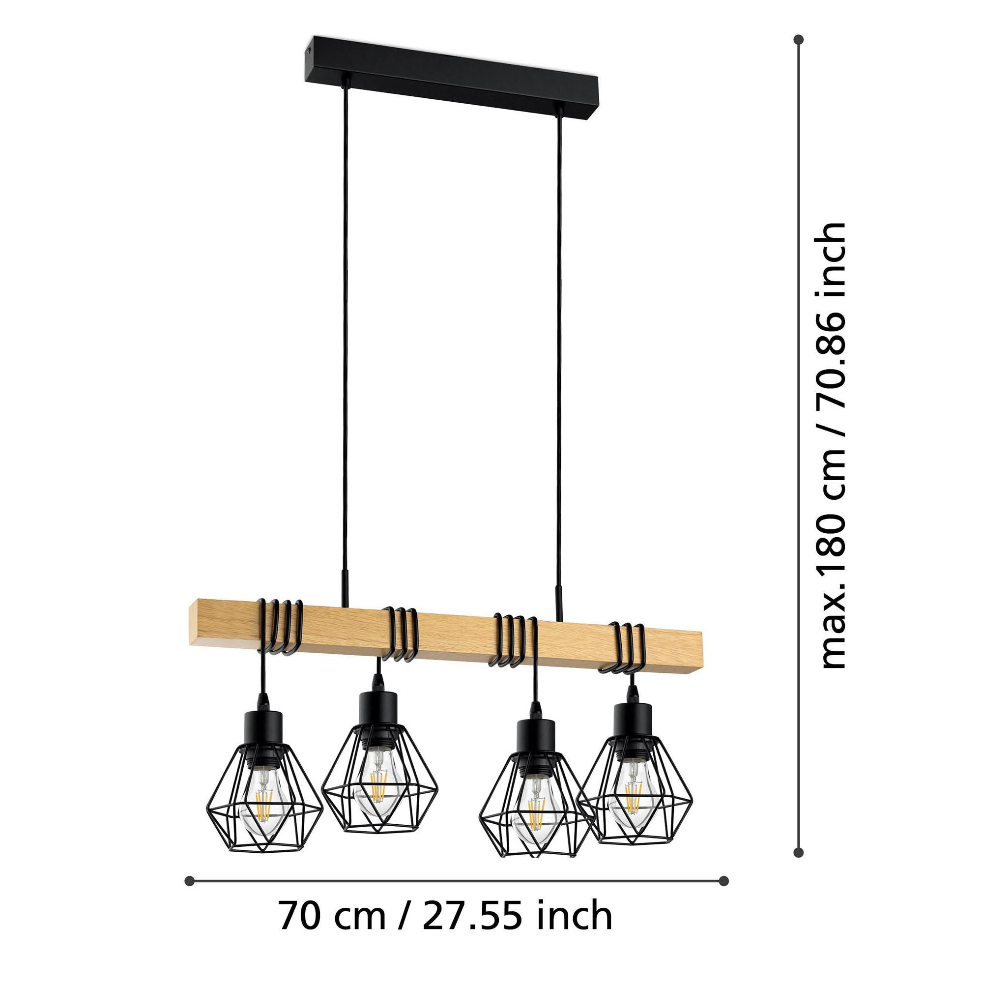Suspension TOWNSHEND 5 Bois Naturel/Noir L70 cm