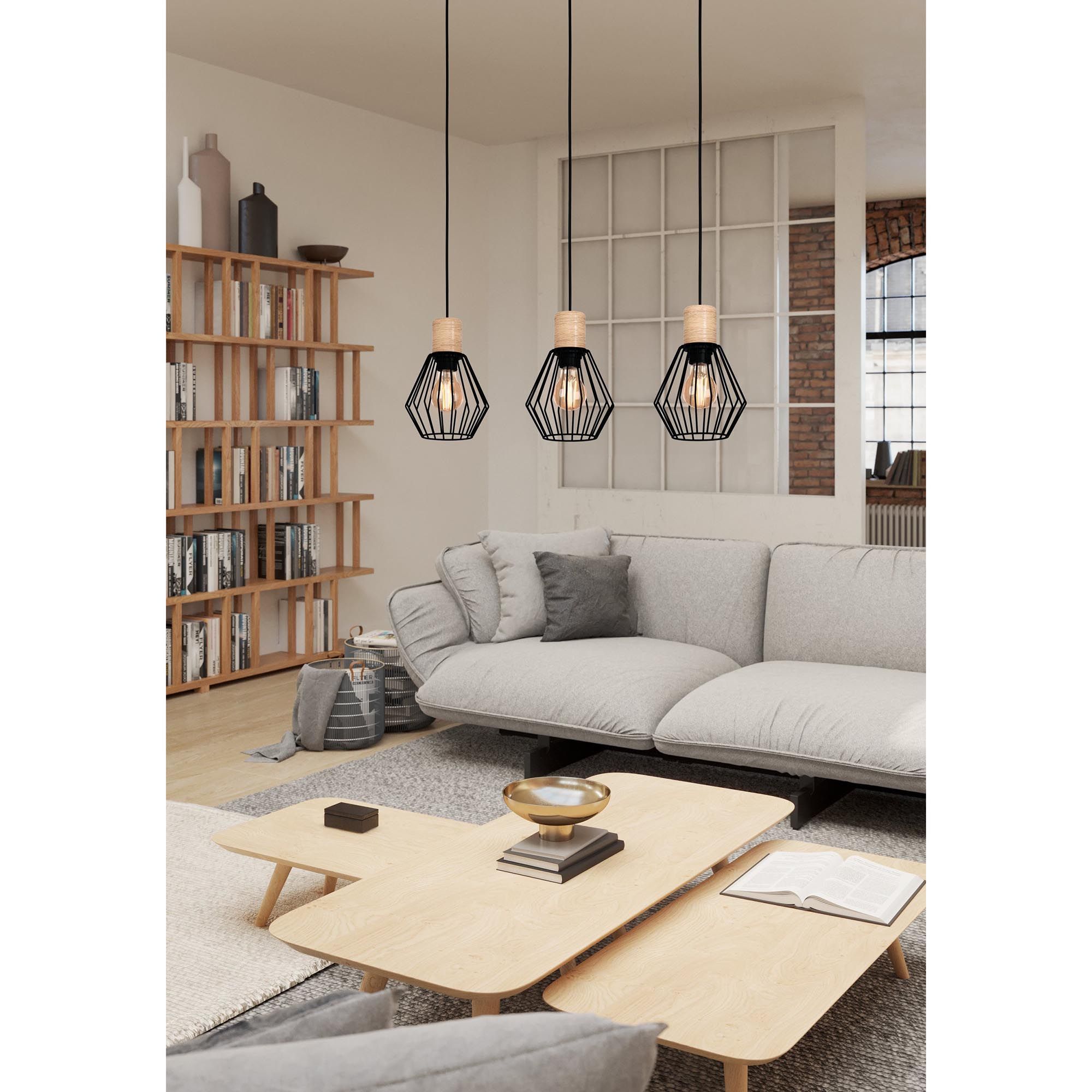 Suspension PALMORLA bois/noir H110cm