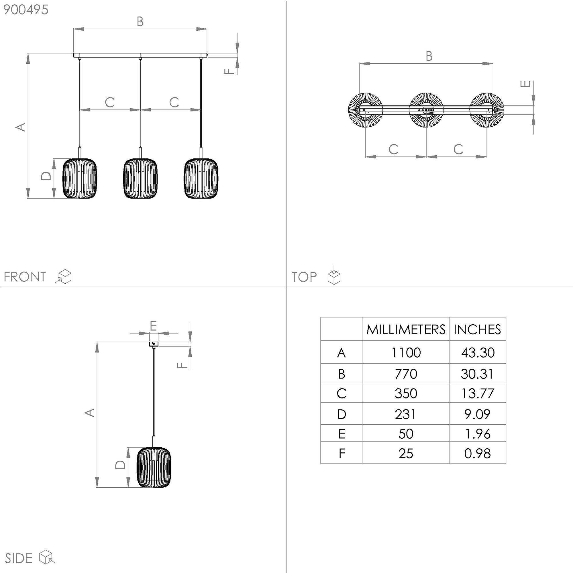 Suspension ROMAZZINA noir L90cm