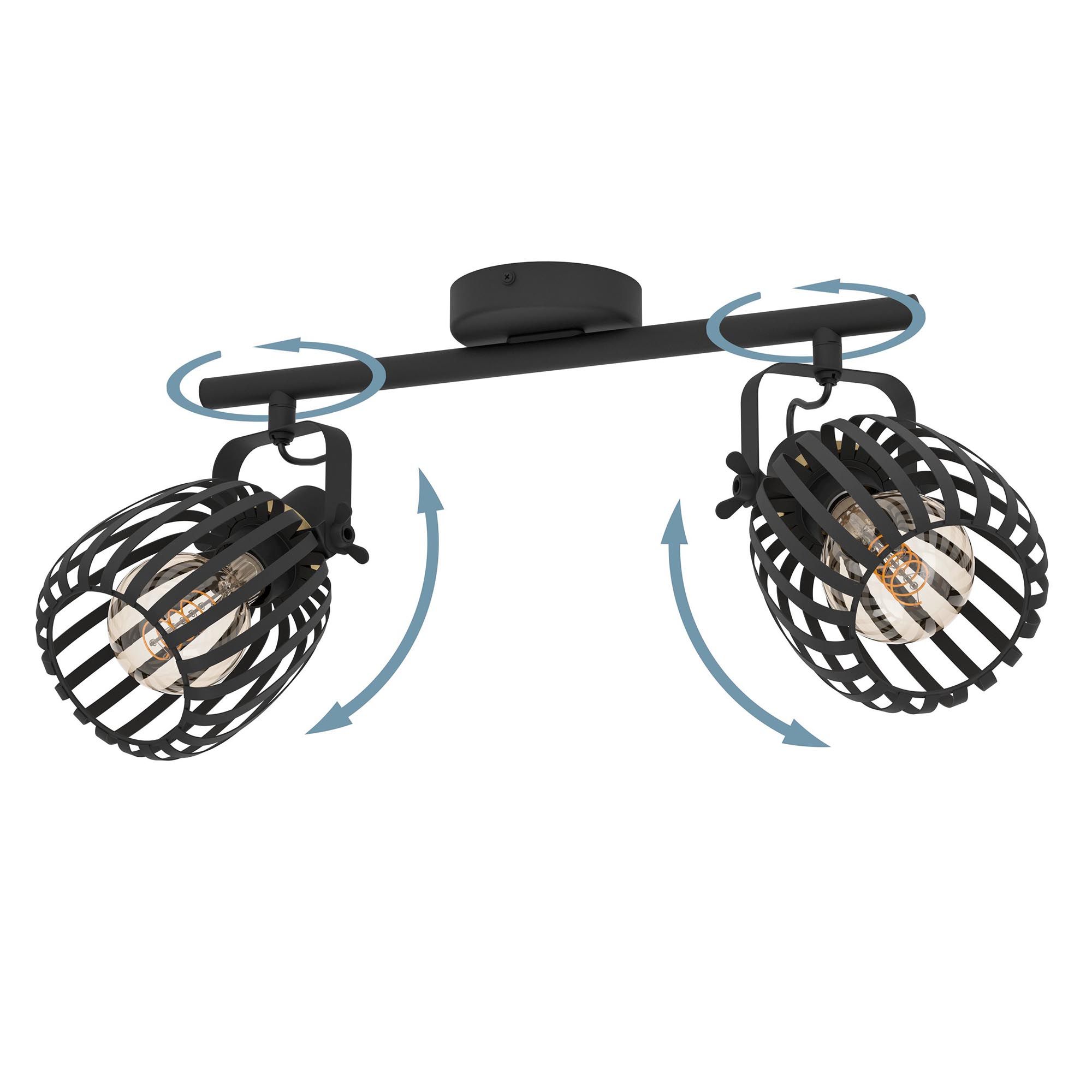 Spot de plafond GIRONA noir L44cm