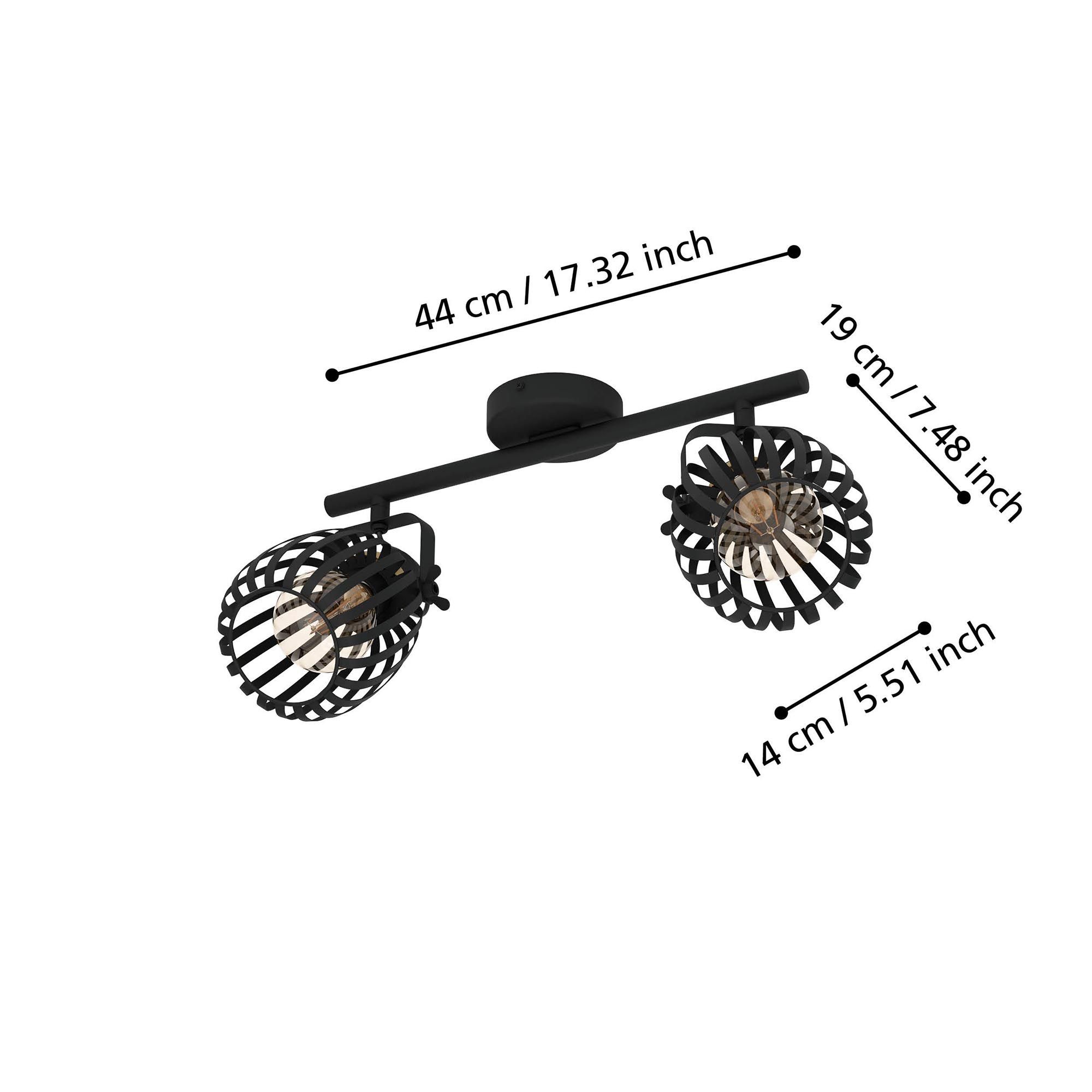 Spot de plafond GIRONA noir L44cm