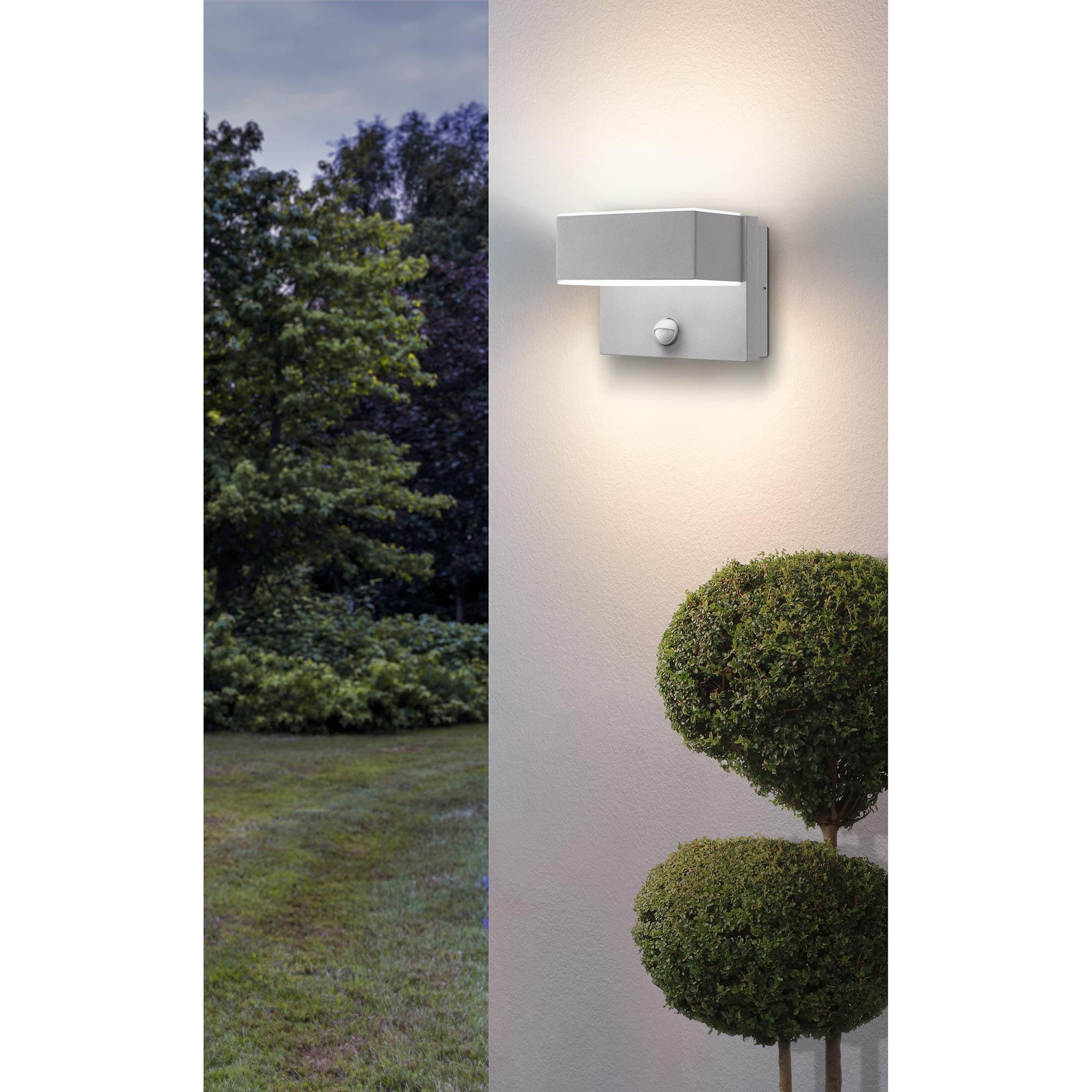 Applique extérieure détecteur LED AZZINANO gris H18,5cm