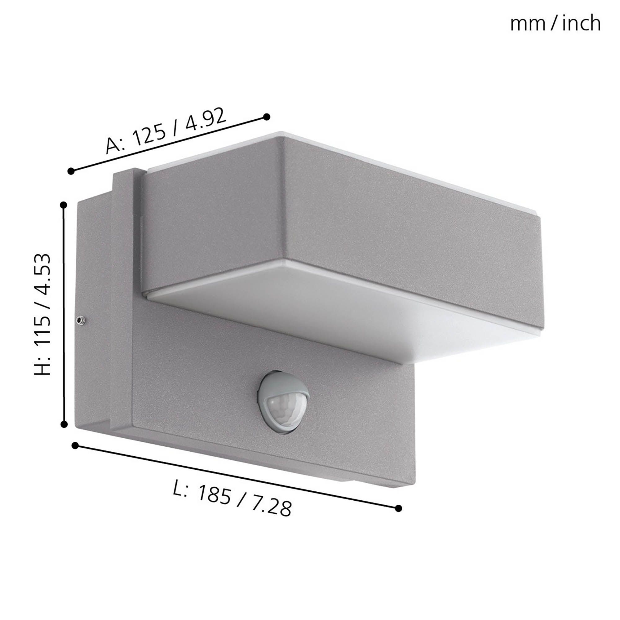 Applique extérieure détecteur LED AZZINANO gris H18,5cm