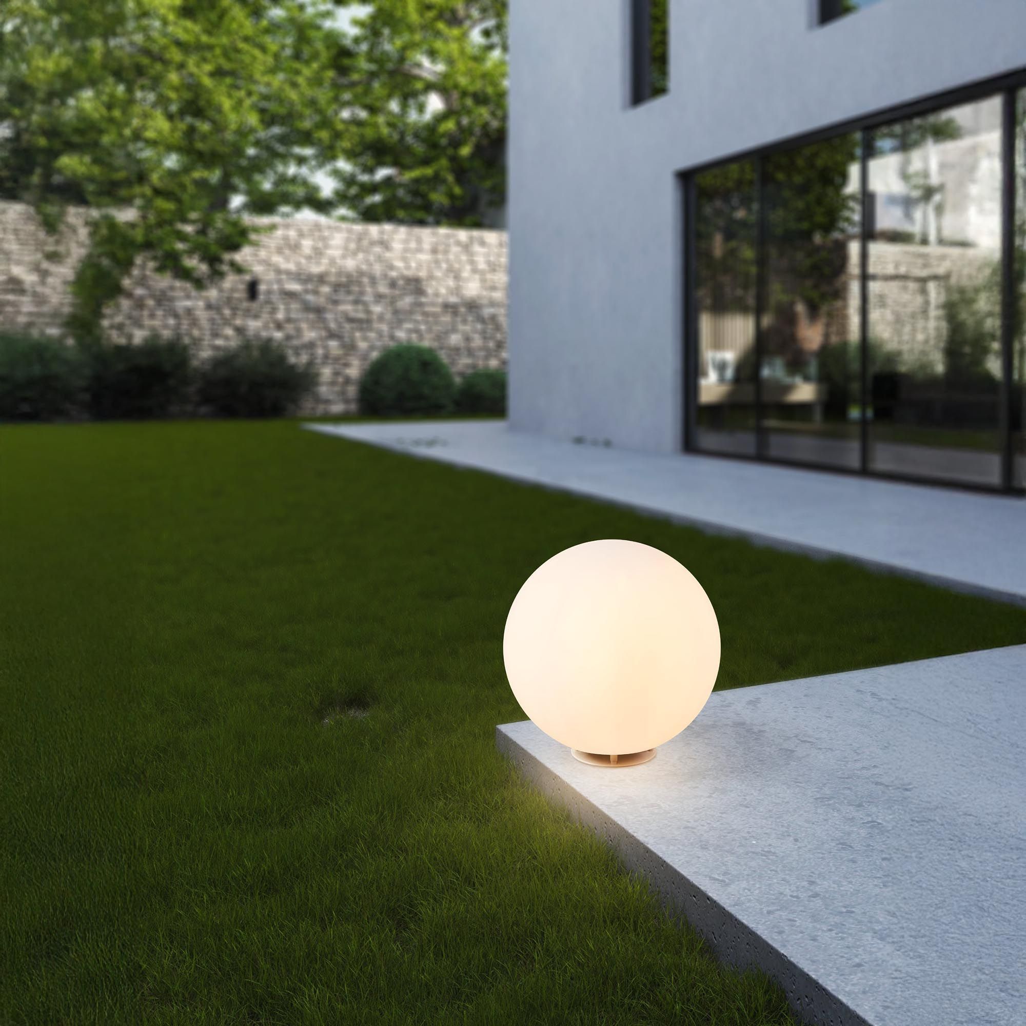Boule lumineuse extérieure MONTEROLO verre opal Ø30cm