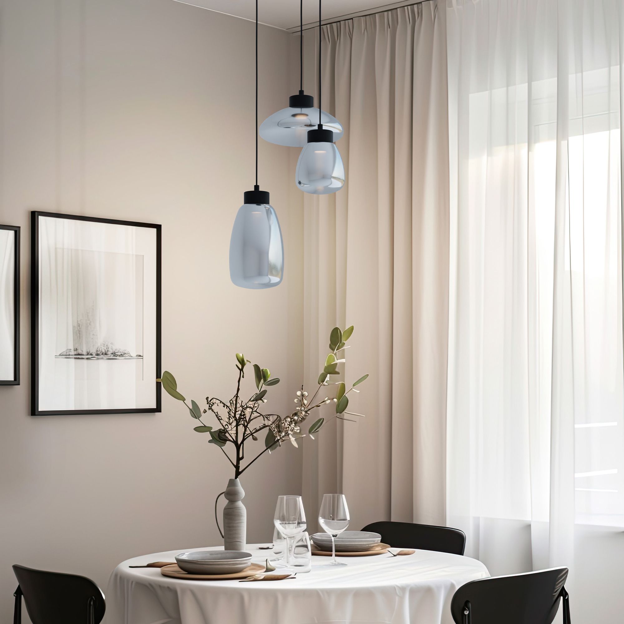 Plafonnier LED dimmable MARINELLO bois/noir L48,5cm