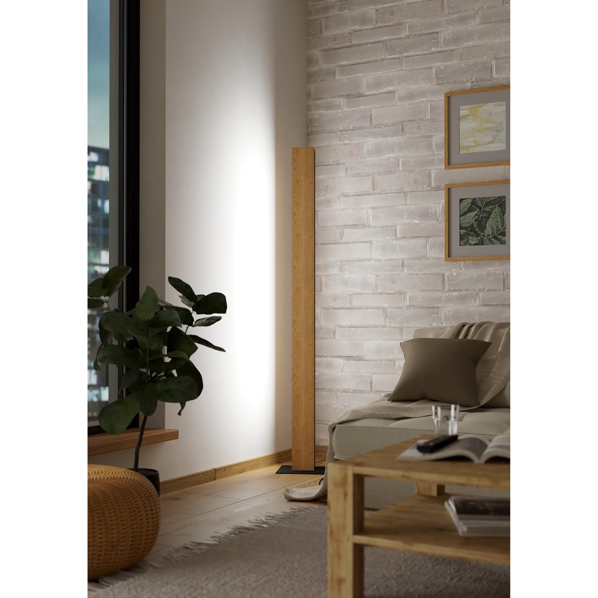 Lampadaire LED dimmable ANCHORENA Z bois/noir H150cm