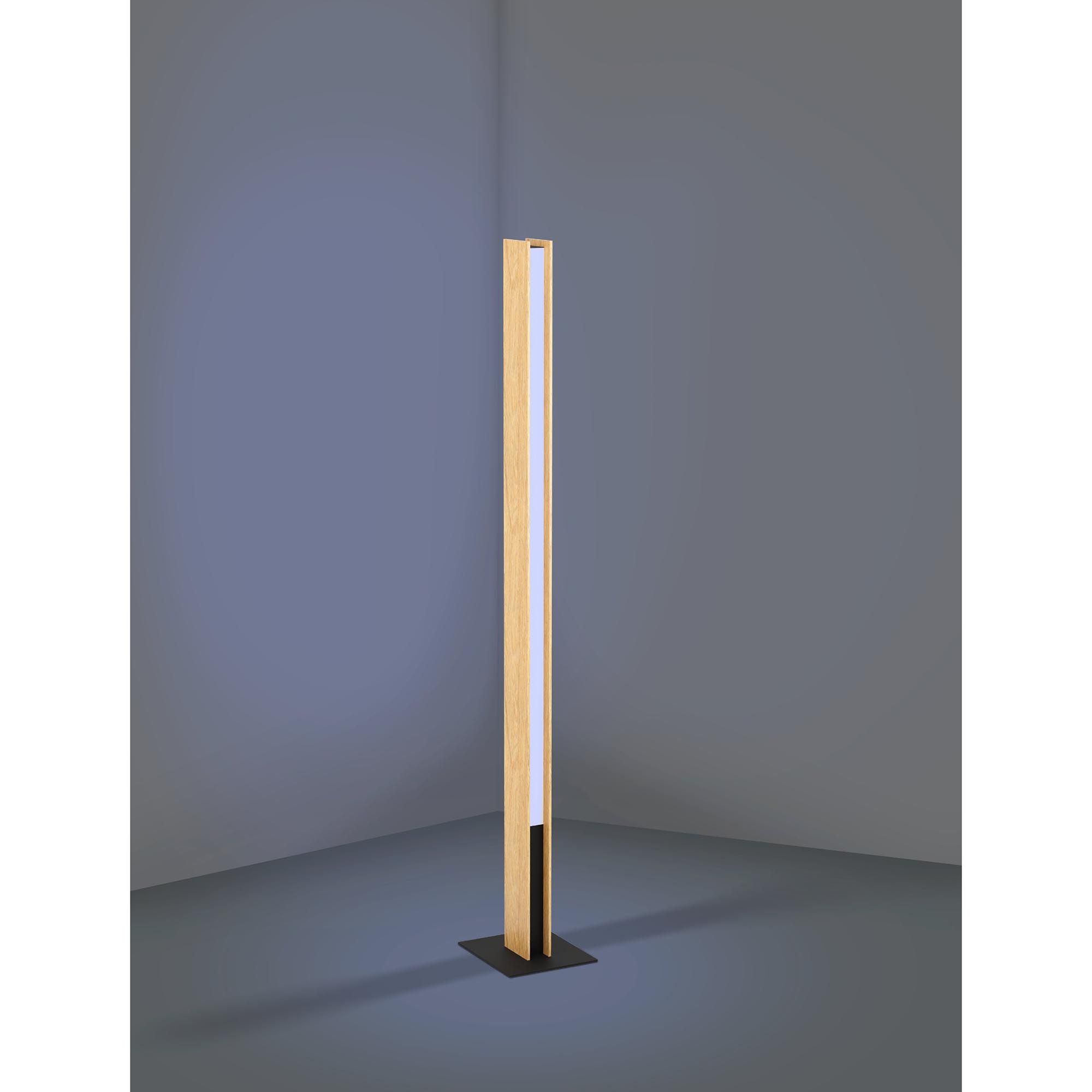 Lampadaire LED dimmable ANCHORENA Z bois/noir H150cm