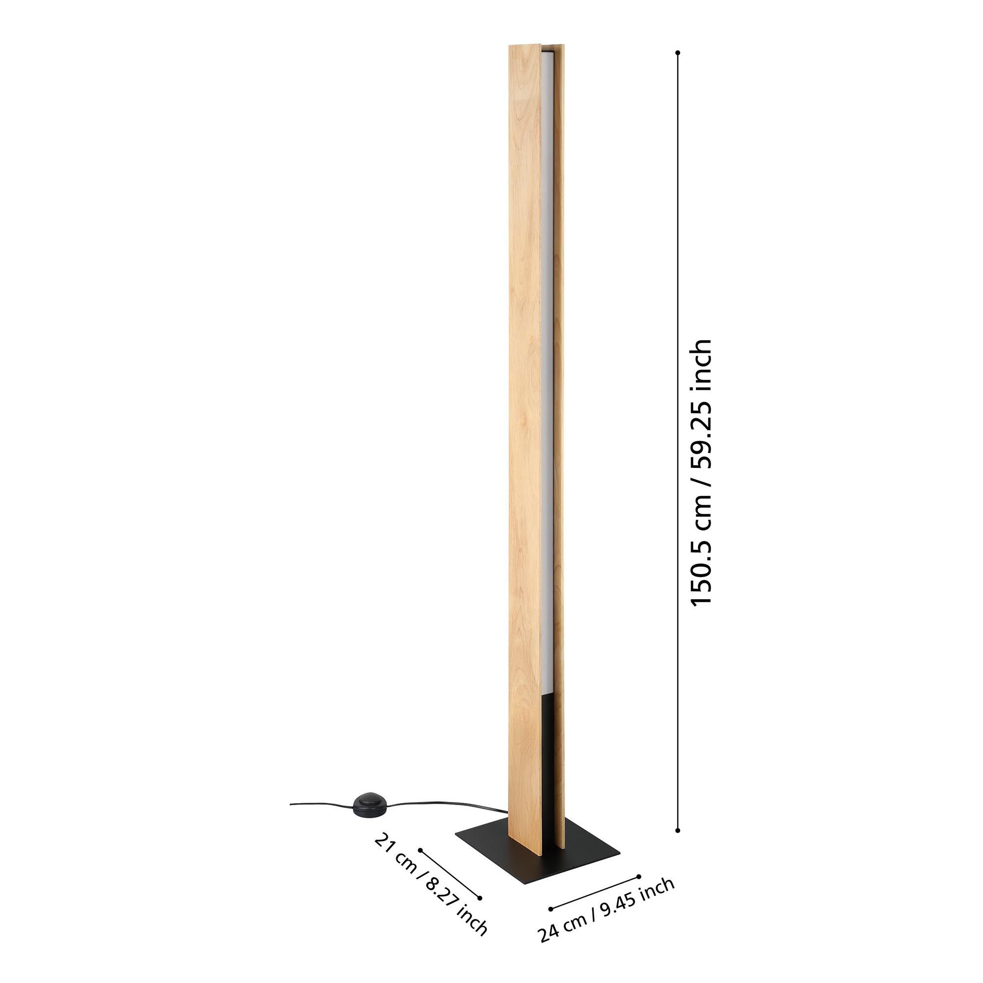 Lampadaire LED dimmable ANCHORENA Z bois/noir H150cm