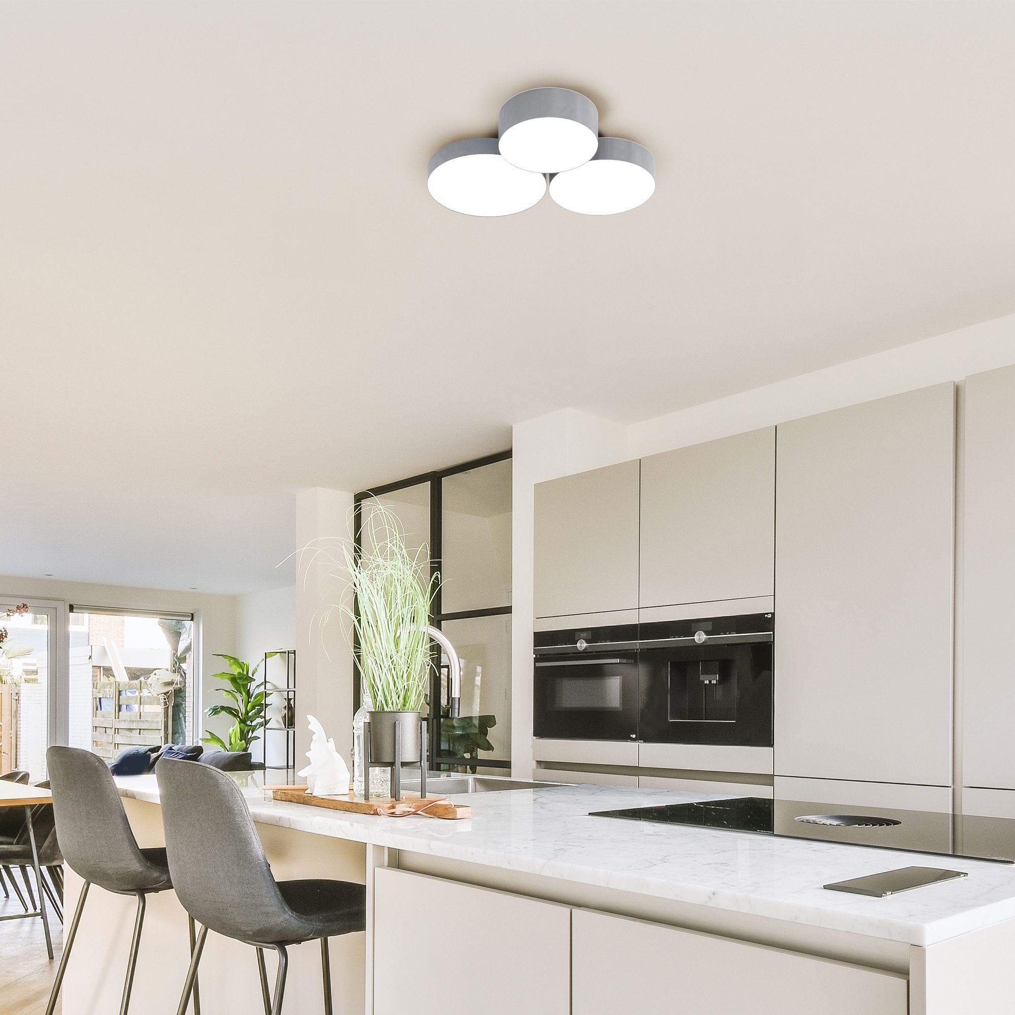 Plafonnier LED dimmable connecté BARBANO-Z gris P56,5cm