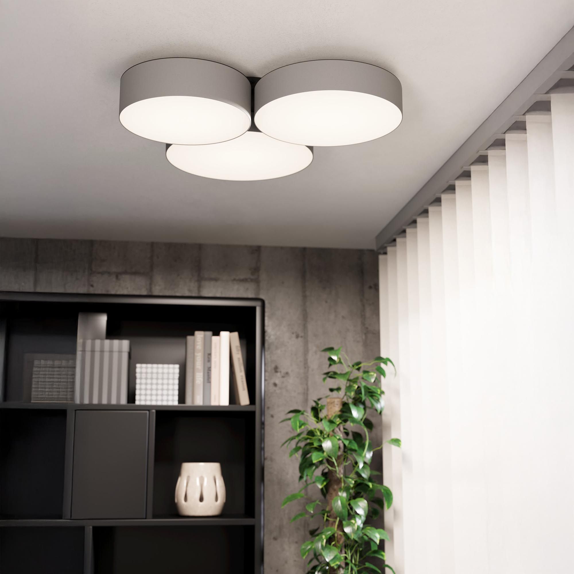 Plafonnier LED dimmable connecté BARBANO-Z gris P56,5cm