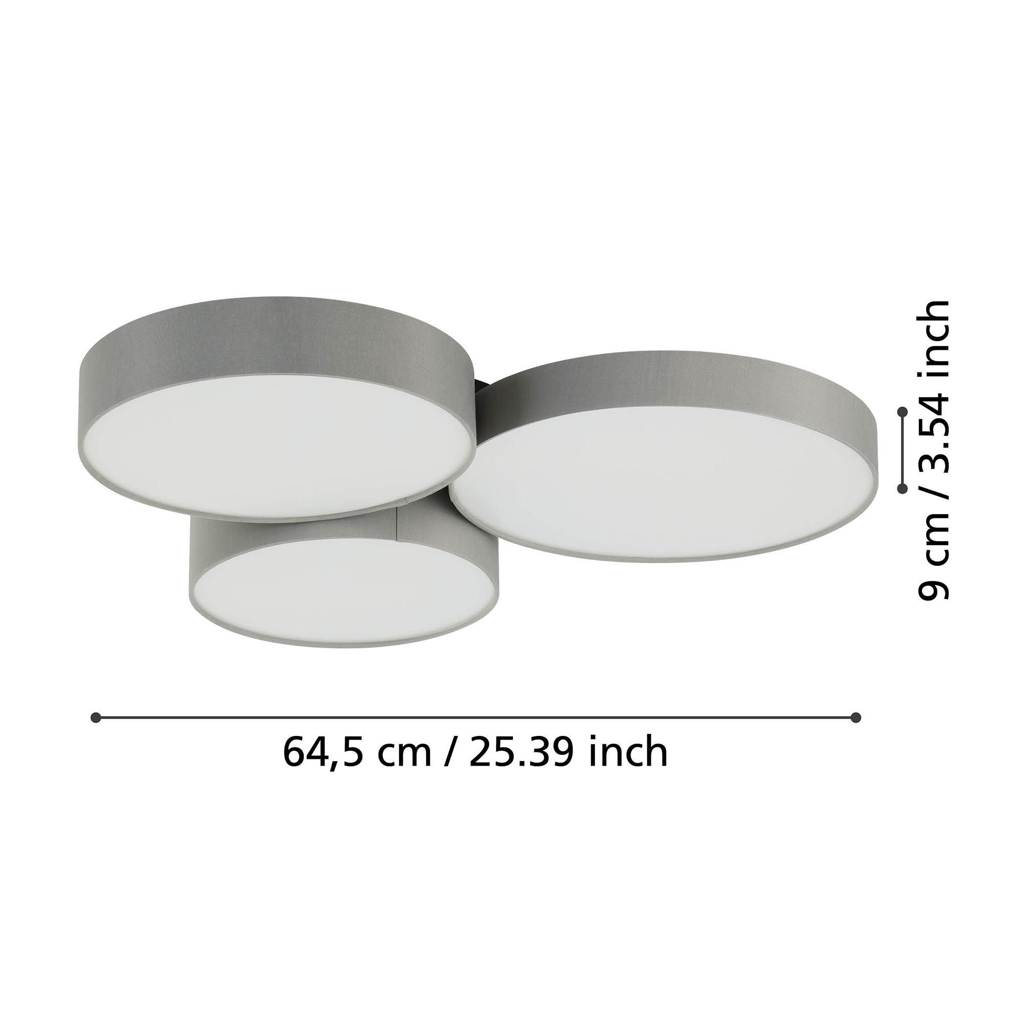Plafonnier LED dimmable connecté BARBANO-Z gris P56,5cm
