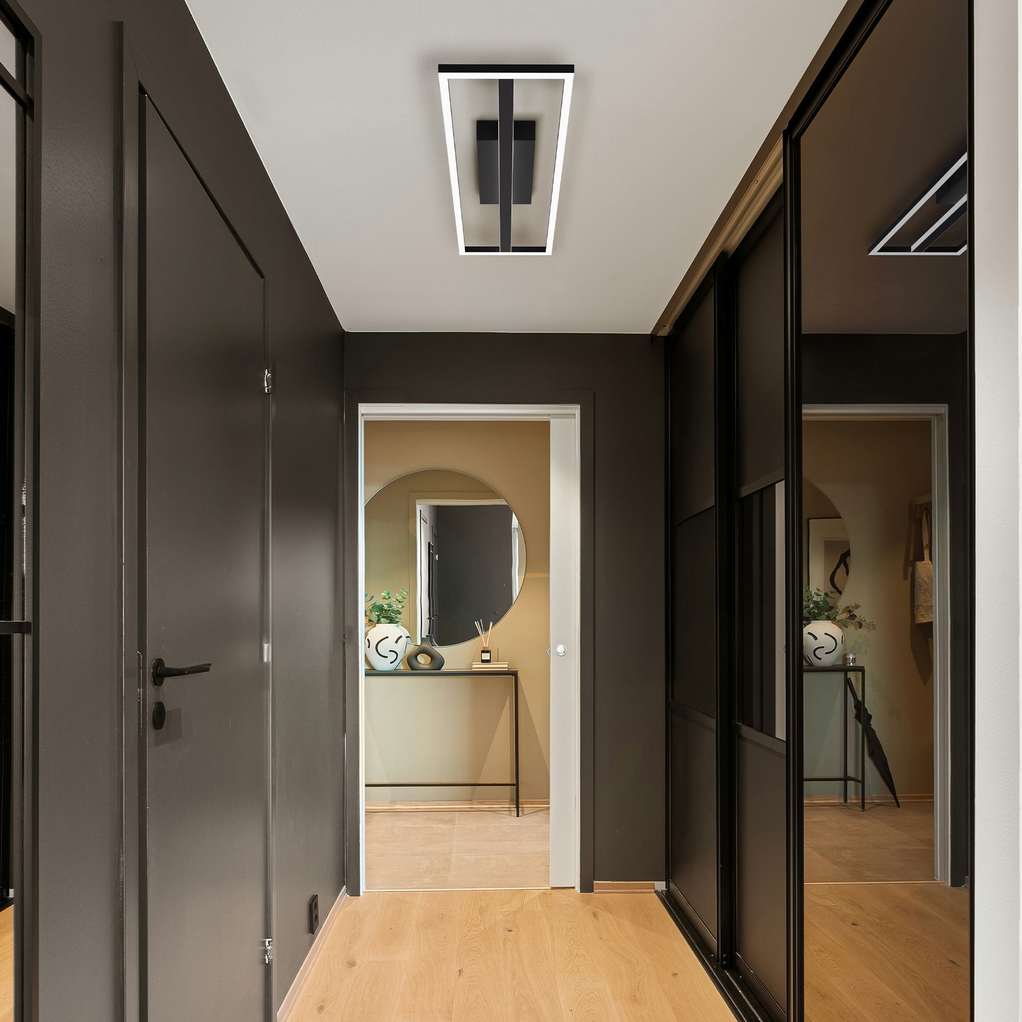 Plafonnier LED dimmable connecté CALAGRANO-Z noir/blanc L64cm