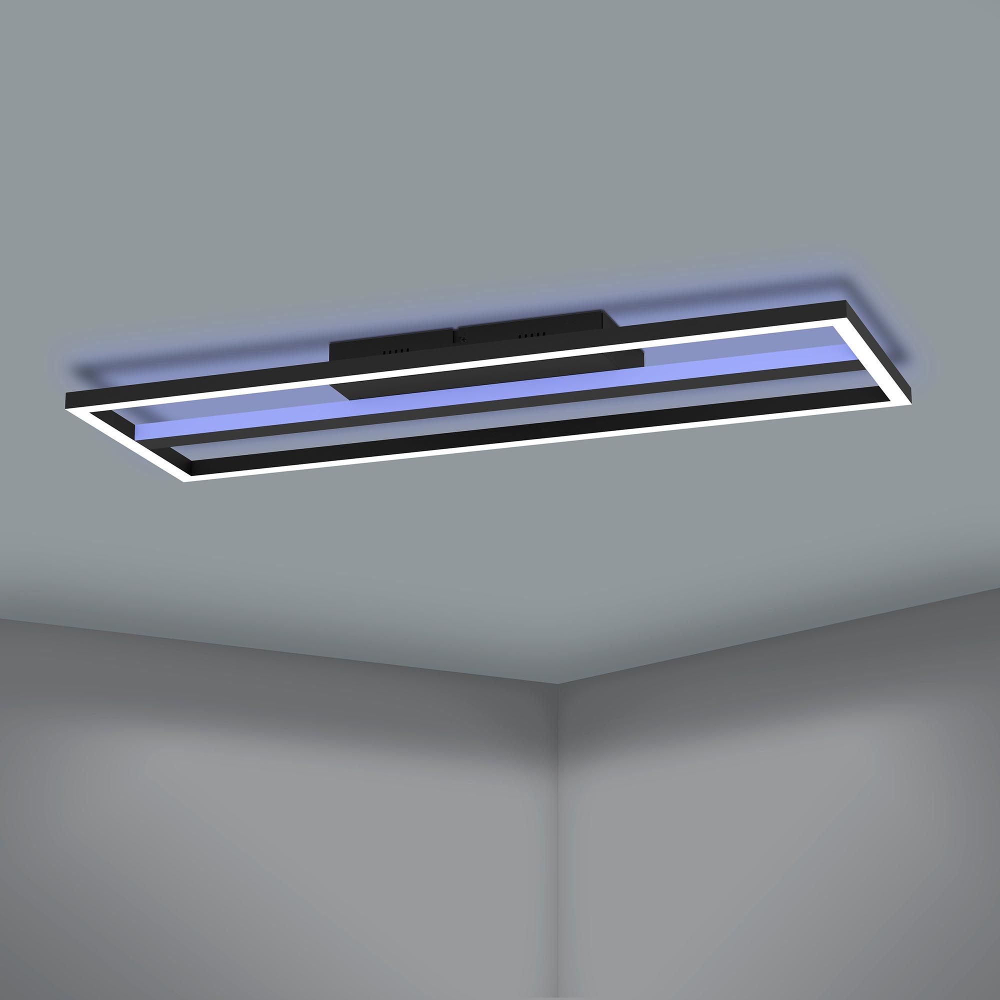 Plafonnier LED dimmable connecté CALAGRANO-Z noir/blanc L64cm
