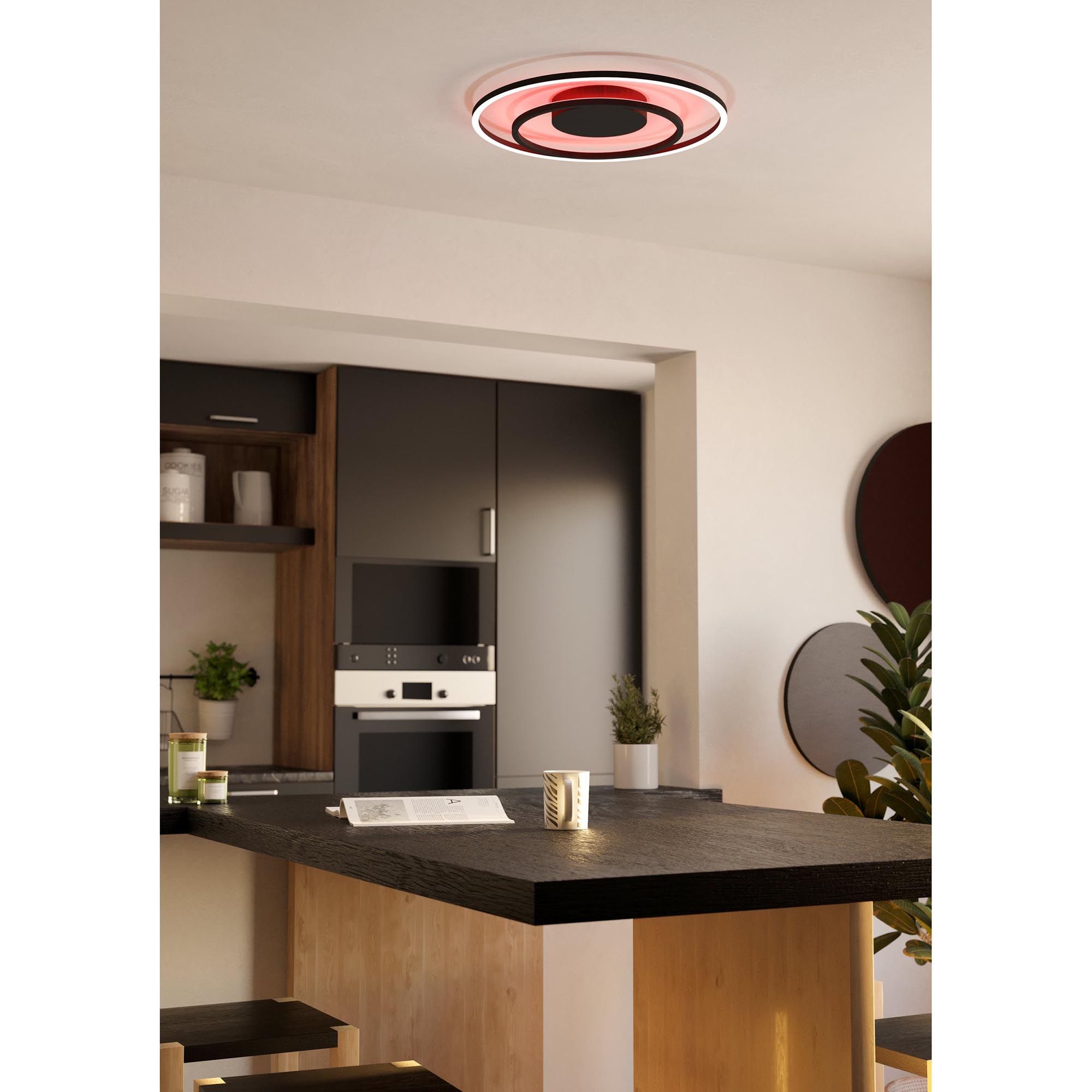 Plafonnier LED dimmable connecté CALAGRANO-Z noir Ø45cm