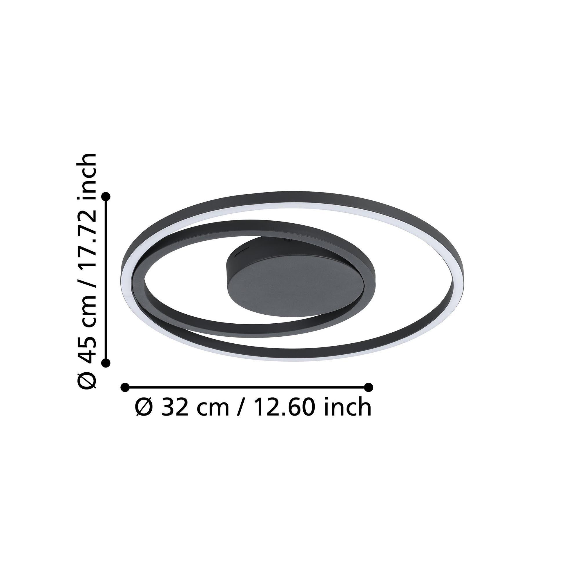 Plafonnier LED dimmable connecté CALAGRANO-Z noir Ø45cm