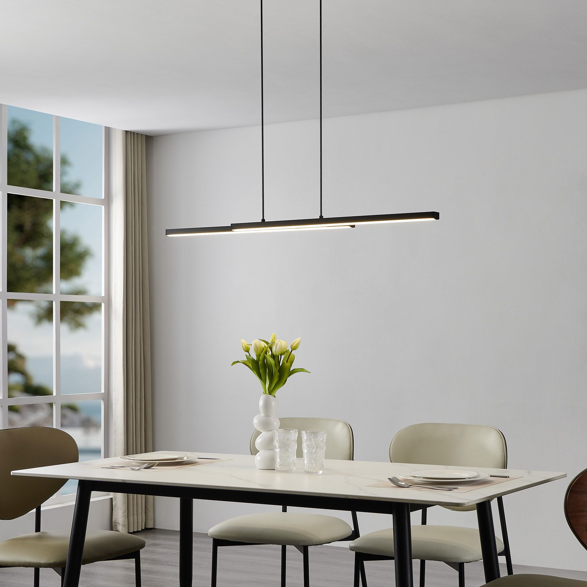 Suspension LED dimmable connecté FRAIOLI-Z noir H120cm