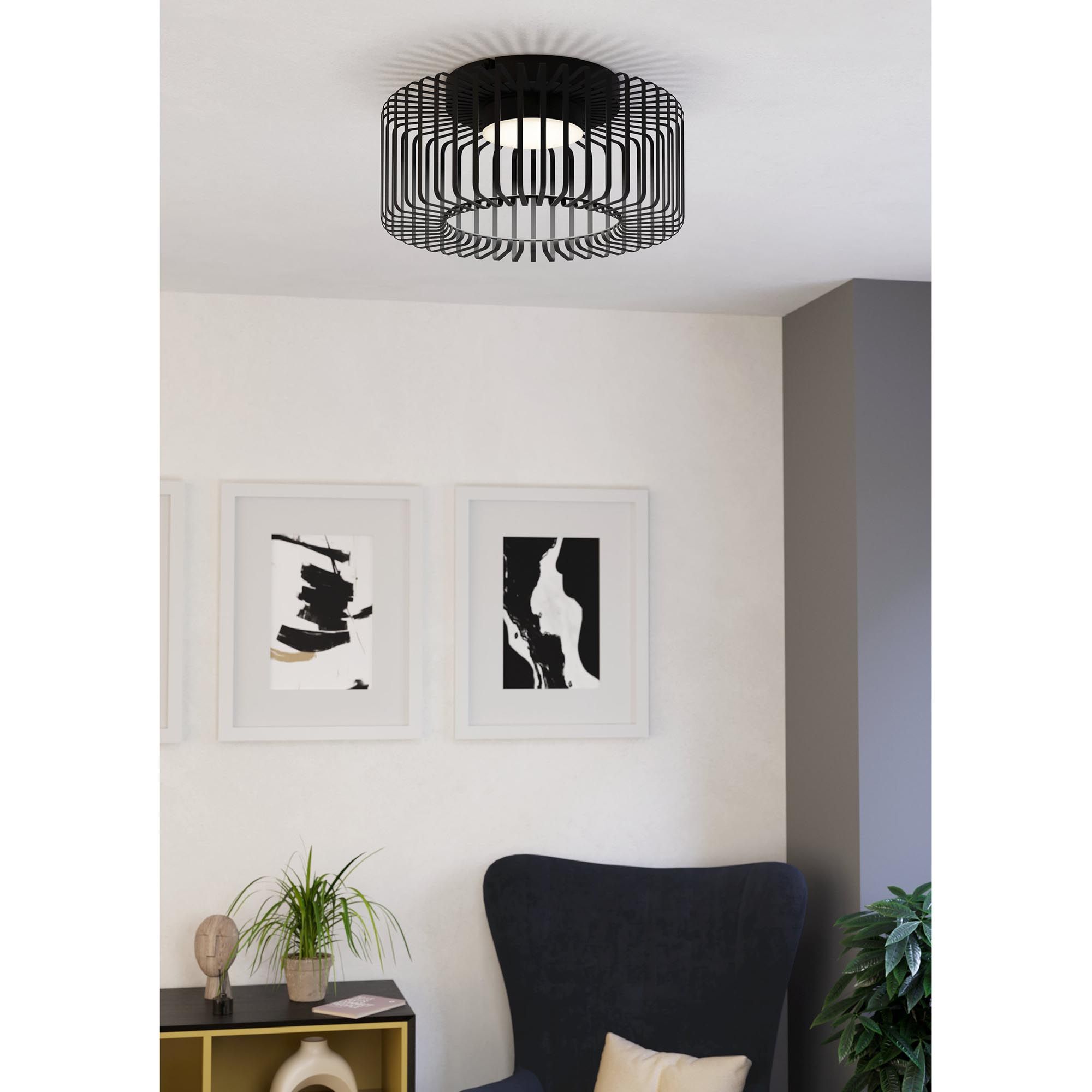 Plafonnier LED dimmable connecté GINESTRONE-Z noir/blanc Ø45cm