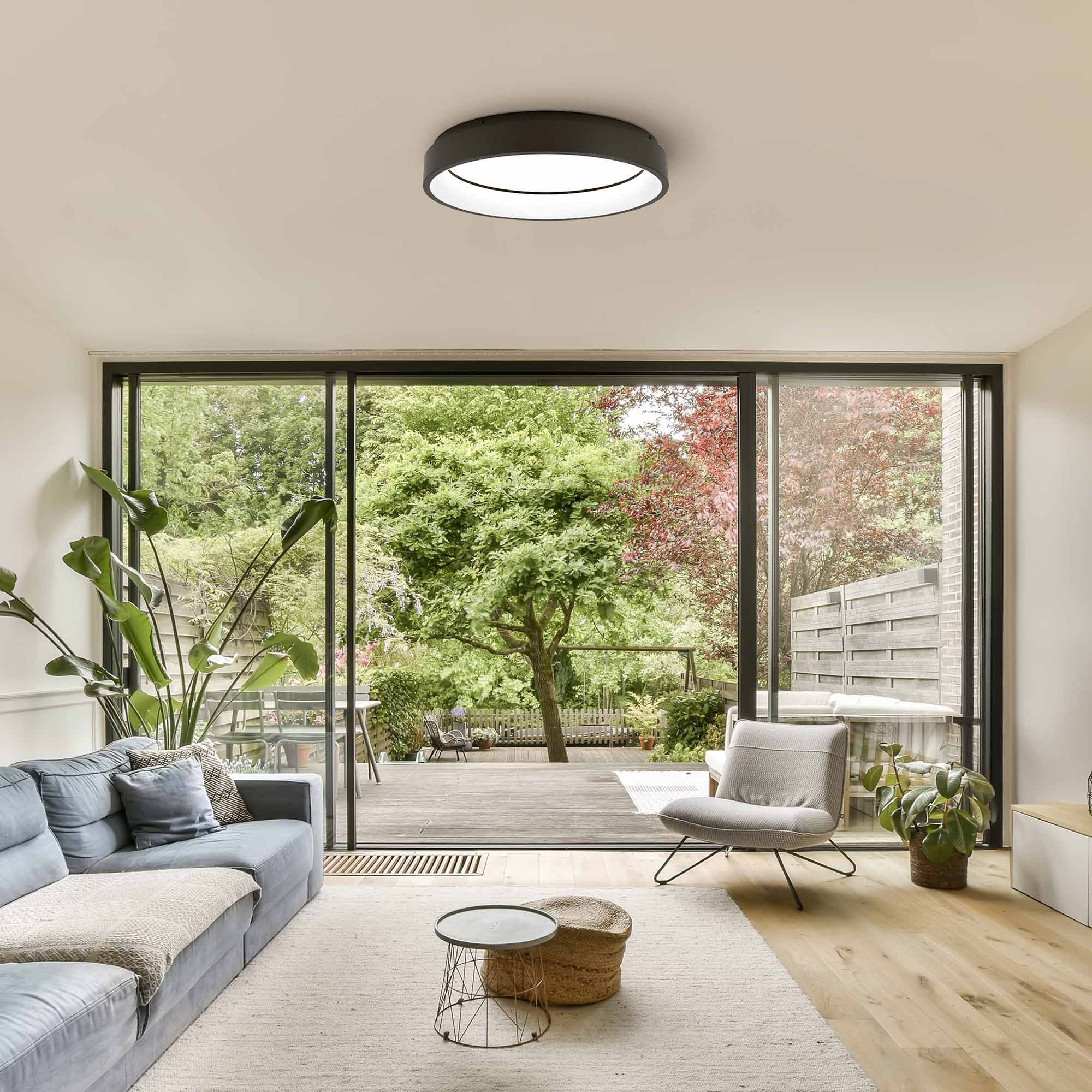 Plafonnier LED dimmable connecté MARGHERA-Z noir Ø60cm