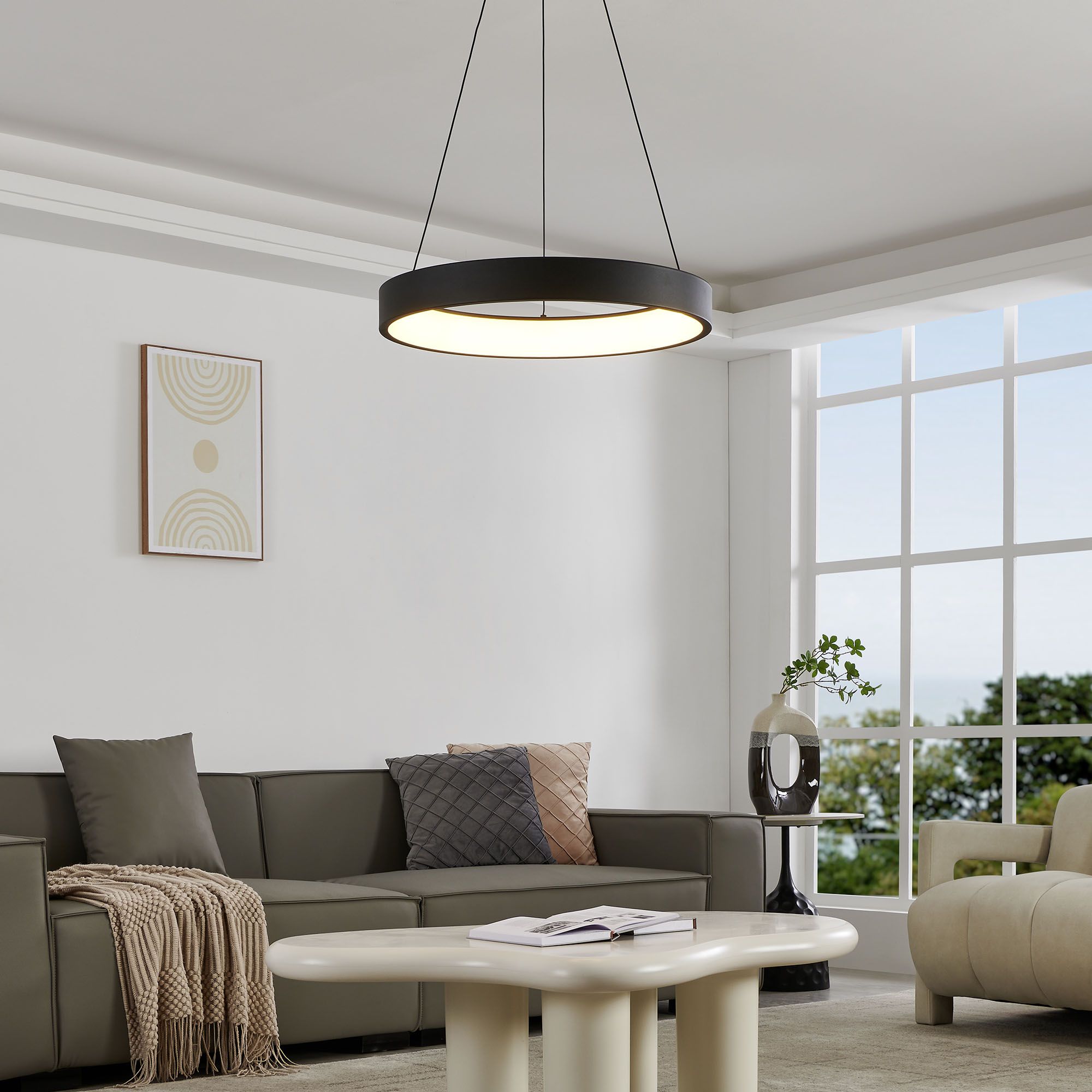 Suspension LED dimmable connecté MARGHERA-Z noir Ø60cm