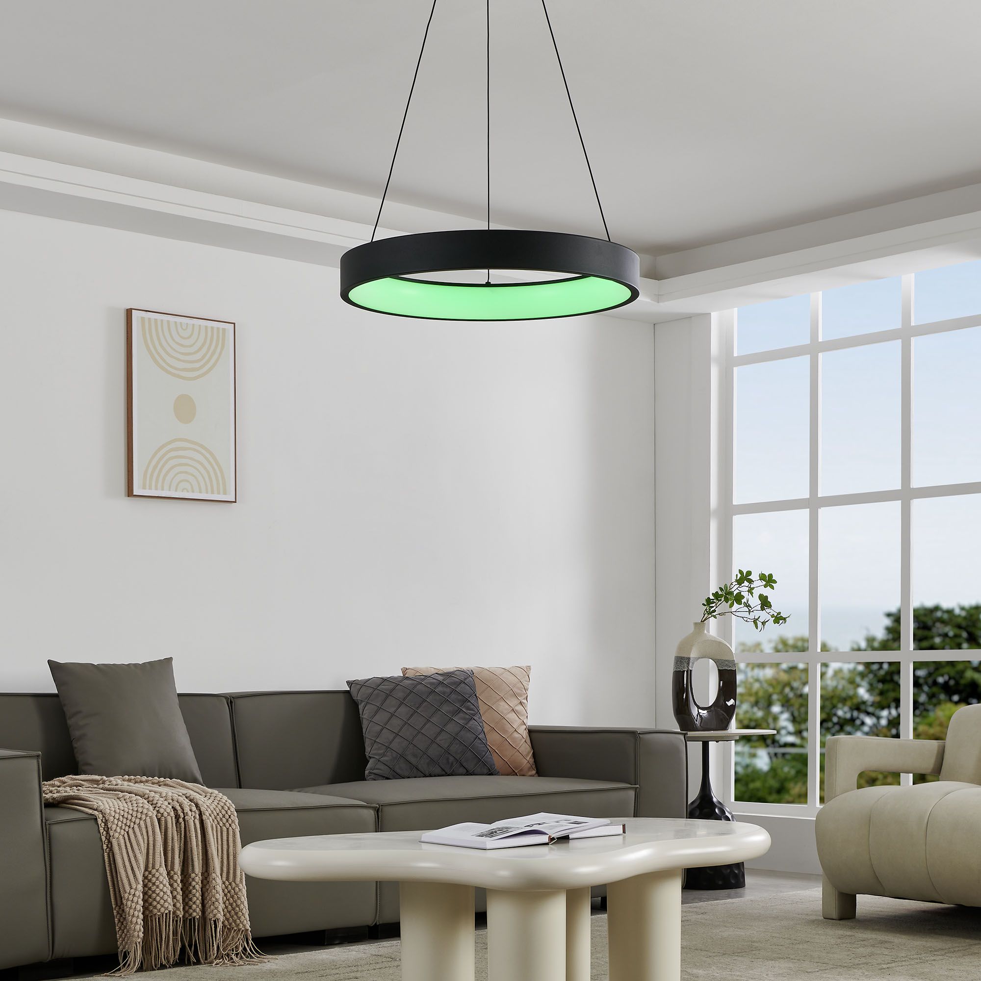 Suspension LED dimmable connecté MARGHERA-Z noir Ø60cm