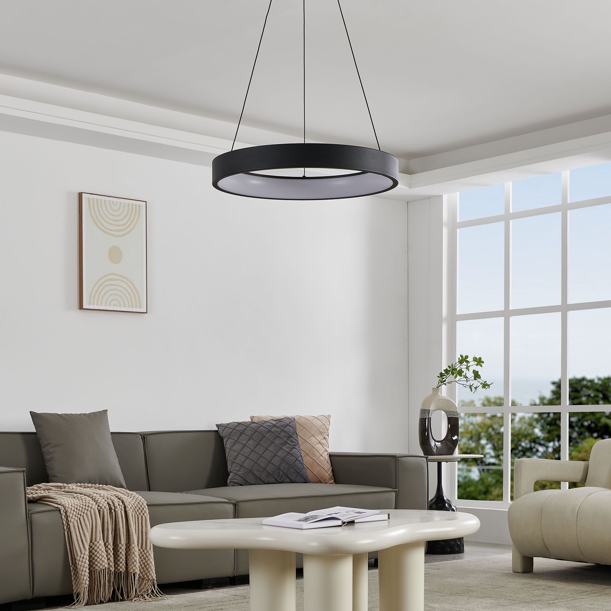 Suspension LED dimmable connecté MARGHERA-Z noir Ø60cm