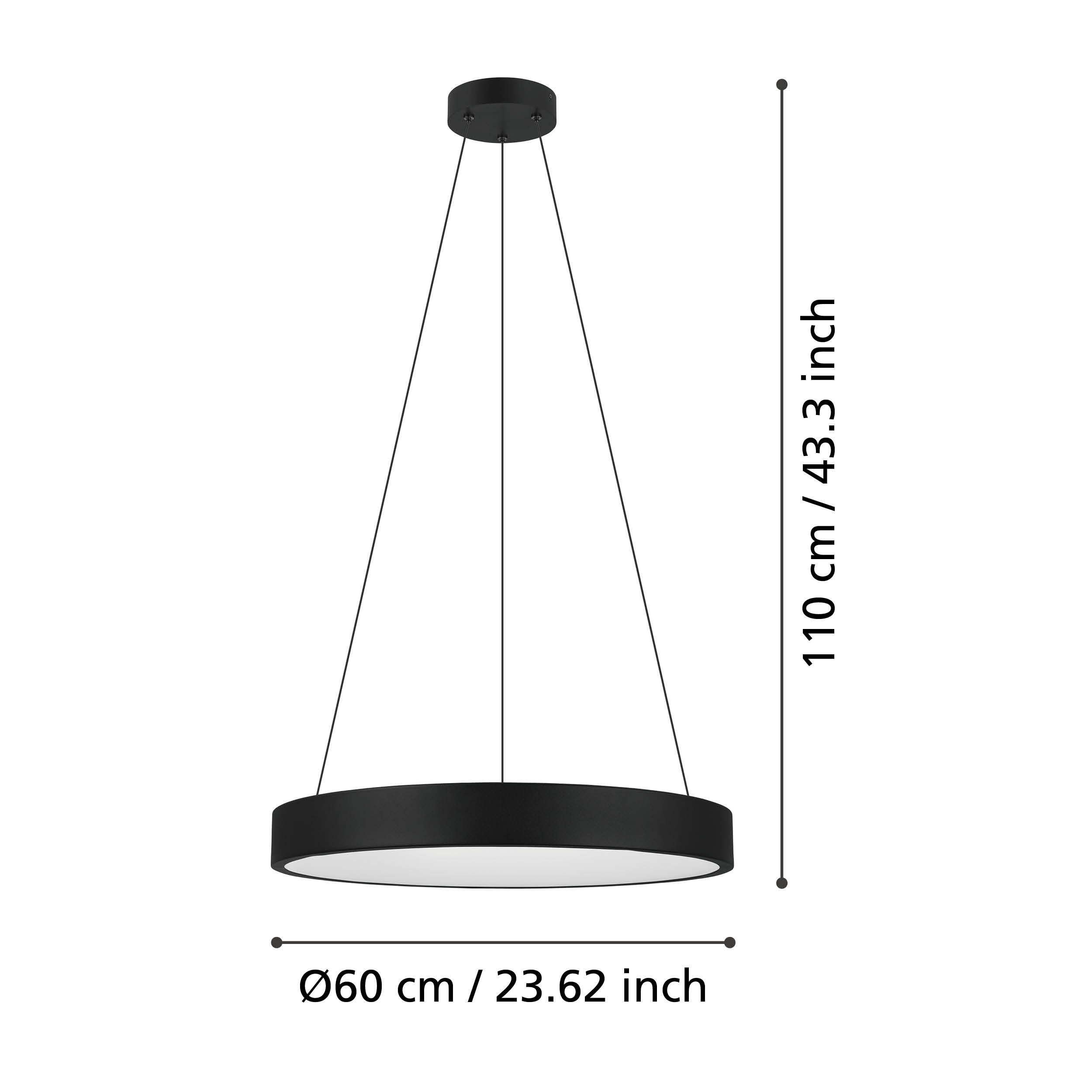 Suspension LED dimmable connecté MARGHERA-Z noir Ø60cm