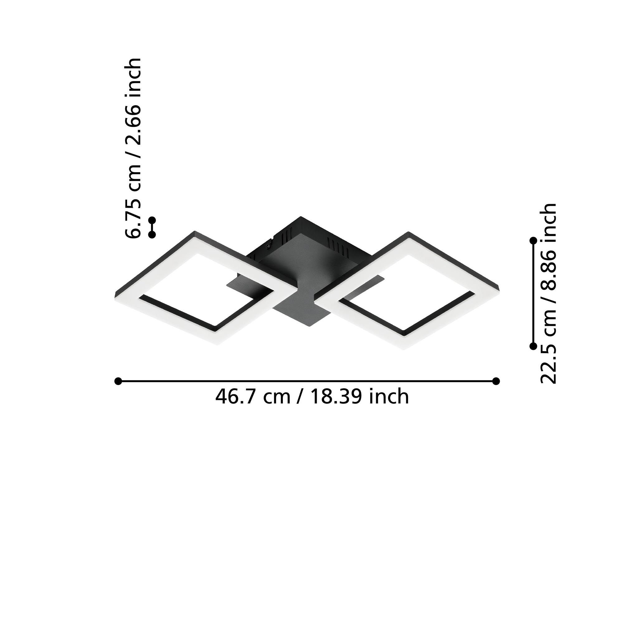 Plafonnier LED dimmable PARANDAY Z  Noir/Blanc 47x47cm