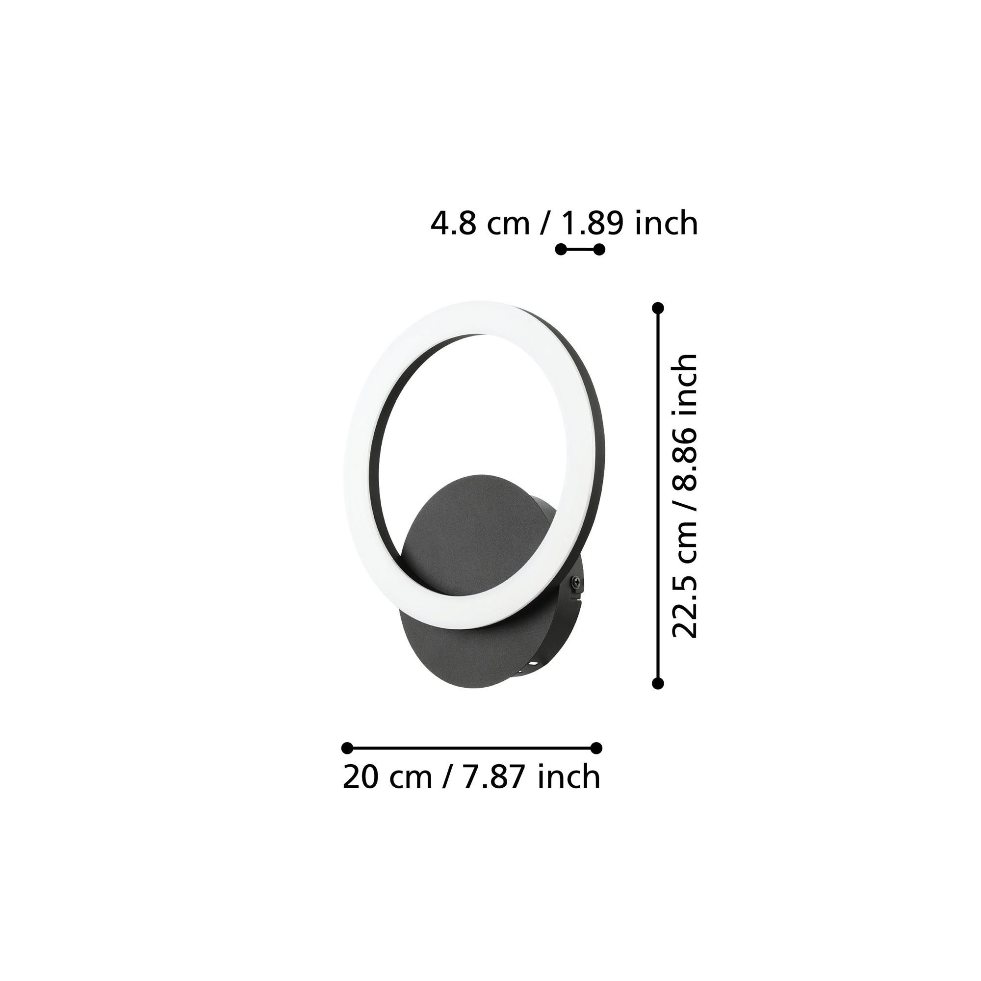 Applique LED dimmable PARRAPOS Z noir/Blanc H24cm