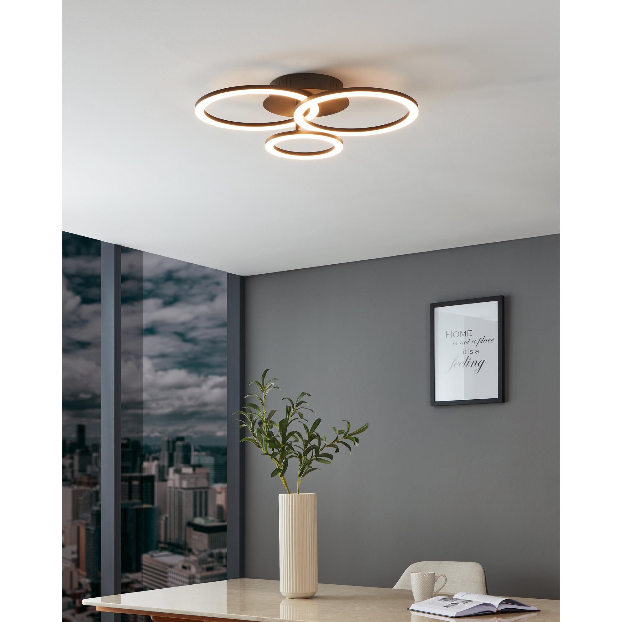Plafonnier LED dimmable PARRAPOS-Z Noir/Blanc L54,5cm