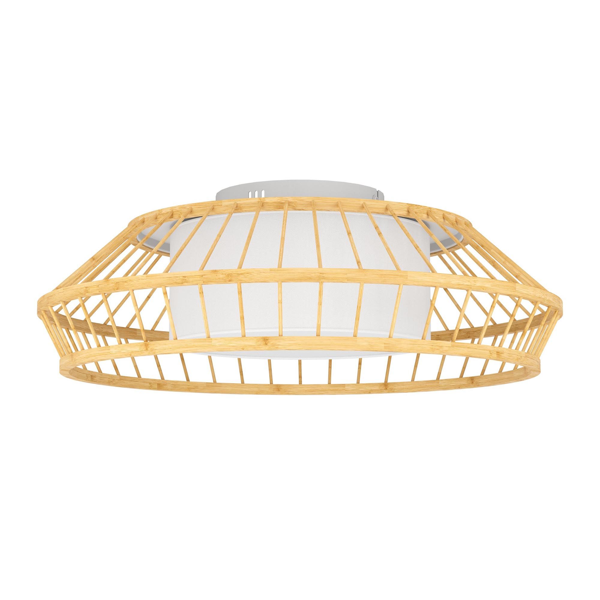 Plafonnier LED dimmable connecté YUZU-Z bois Ø46cm