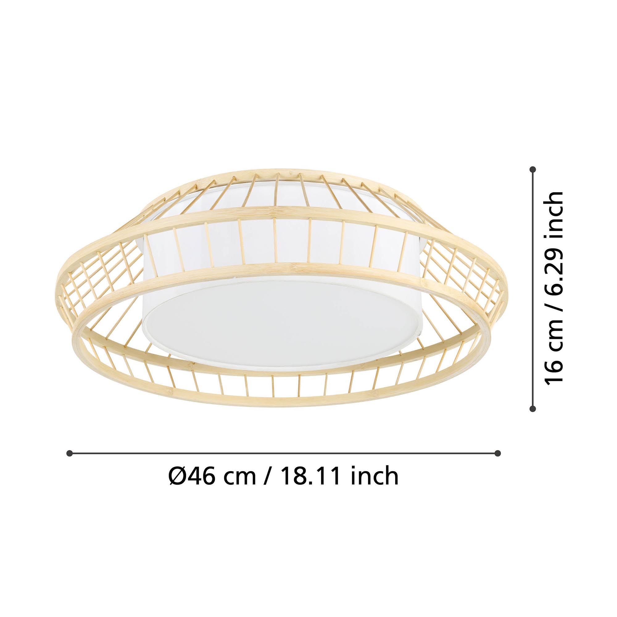 Plafonnier LED dimmable connecté YUZU-Z bois Ø46cm