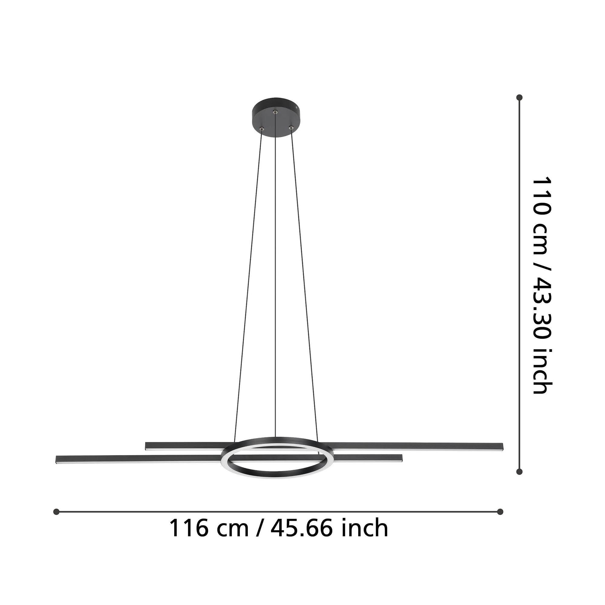 Suspension LED dimmable connecté ZILLERIO-Z noir/blanc L116cm