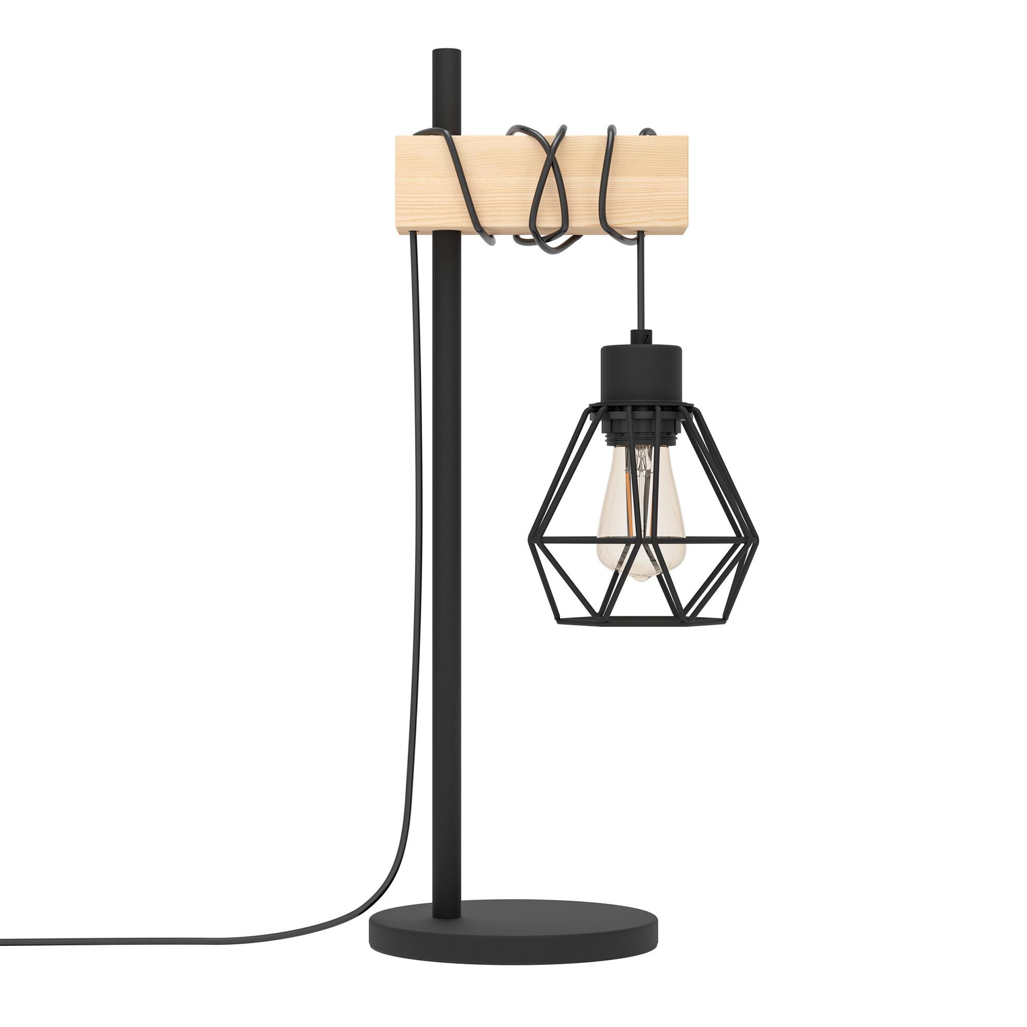Lampe de table TOWNSHEND 5 noir/bois H50cm